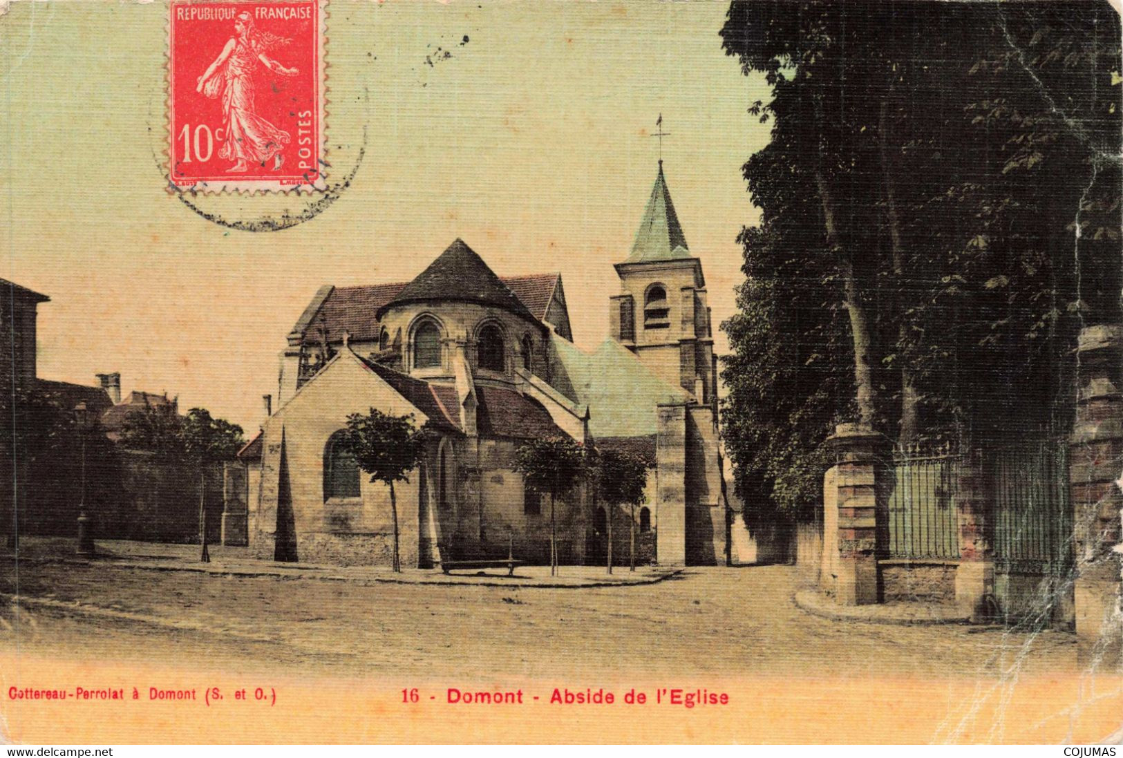 95 - DOMONT - S10448 - Abside De L'Eglise - En L'état Pli - Carte Toilée - L1 - Domont