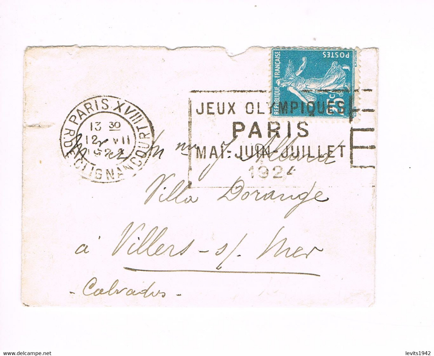 JEUX OLYMPIQUES 1924 -  MARQUE POSTALE - ATHLETISME - ESCRIME - LUTTE - POLO - YACHTING - JOUR DE COMPETITION - 12-07 - - Estate 1924: Paris
