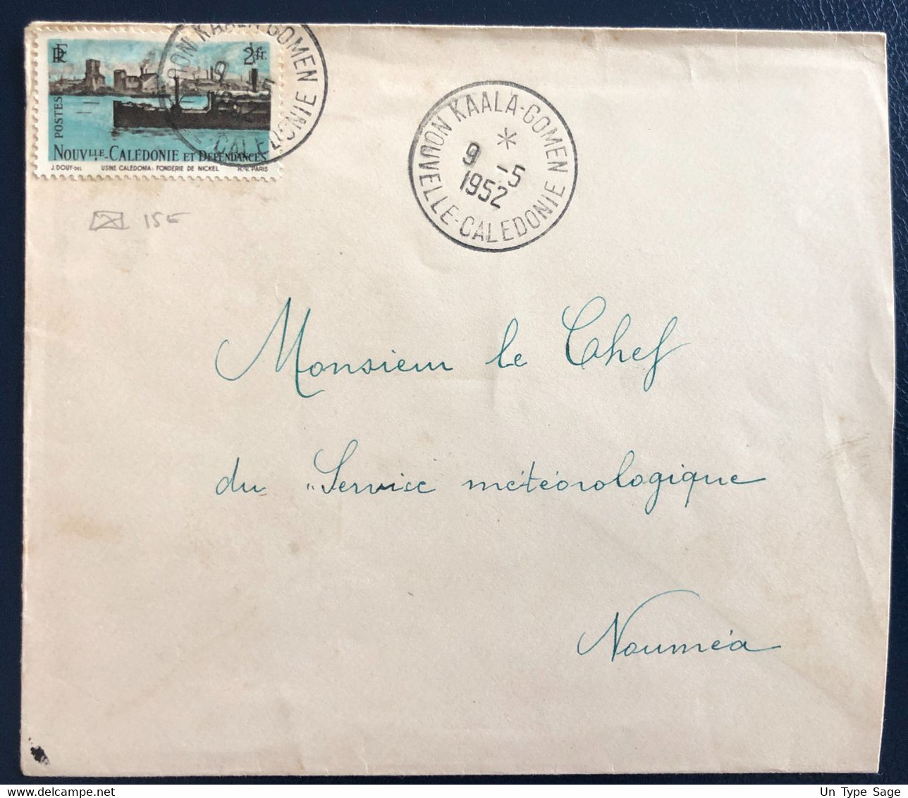 Nouvelle Calédonie Divers Sur Enveloppe TAD KAALA-GOMEN 9.5.1952 - (B4618) - Storia Postale