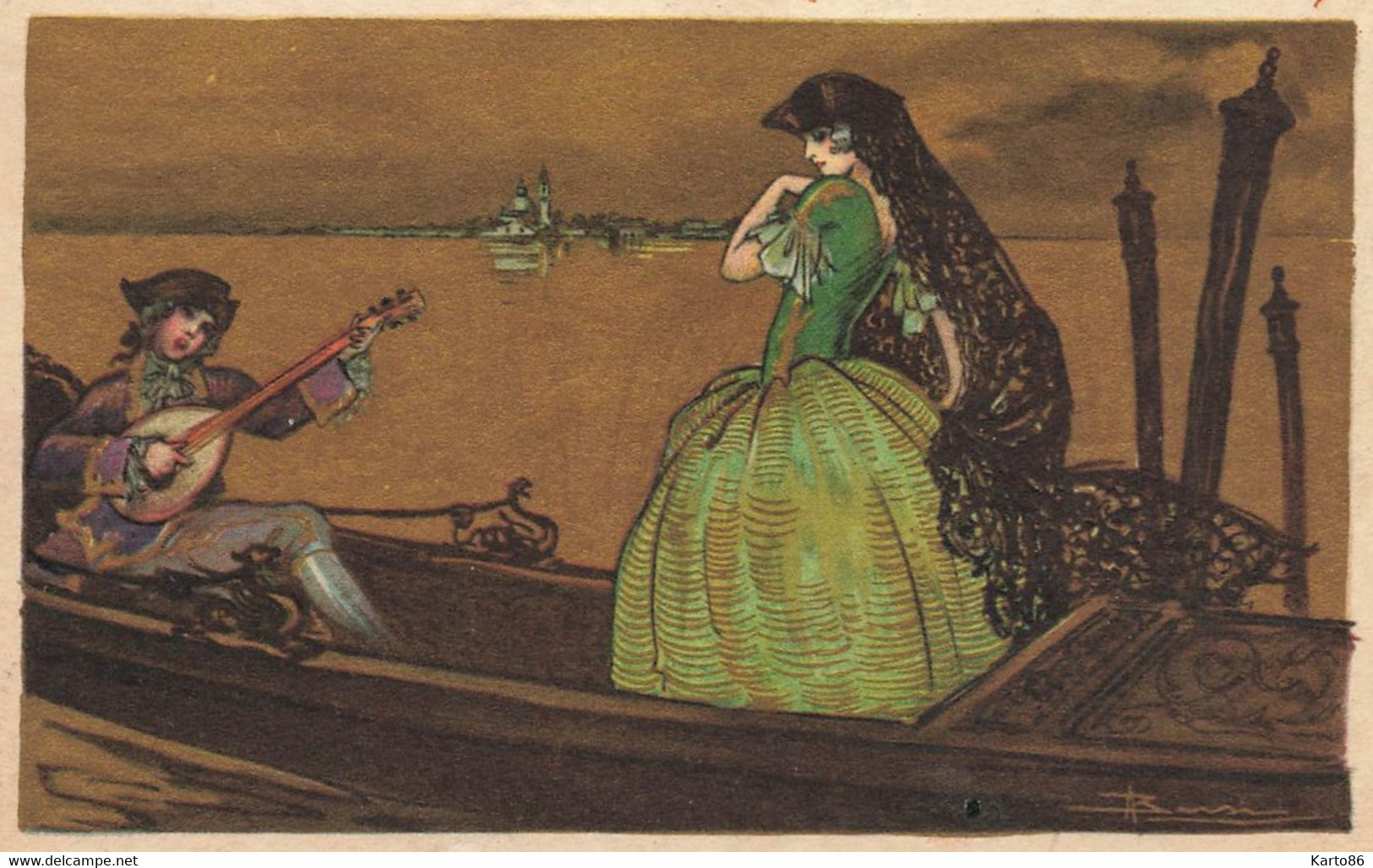 Adolfo BUSI * CPA Illustrateur Art Nouveau Jugendstil Busi N°2088 * Femme Homme Barque Venise Amoureux - Busi, Adolfo