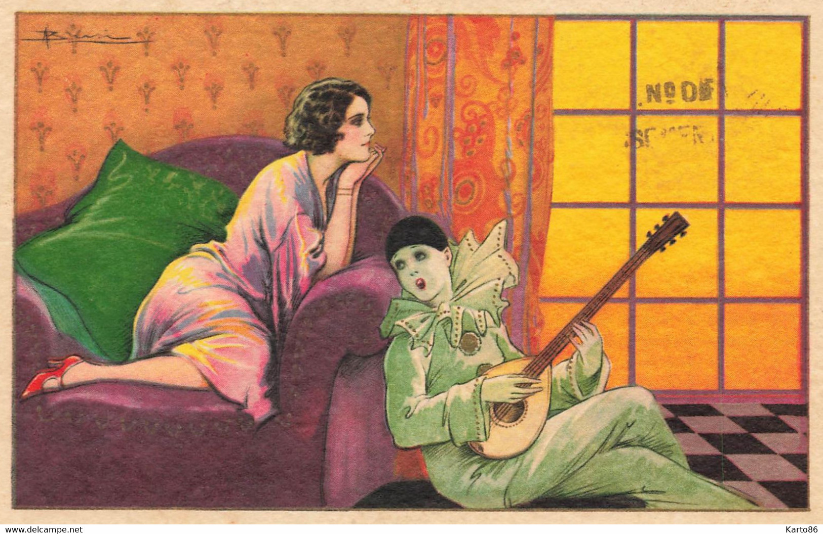 Adolfo BUSI * CPA Illustrateur Art Nouveau Jugendstil Busi N°1017 * Femme Pierrot Mandoline - Busi, Adolfo