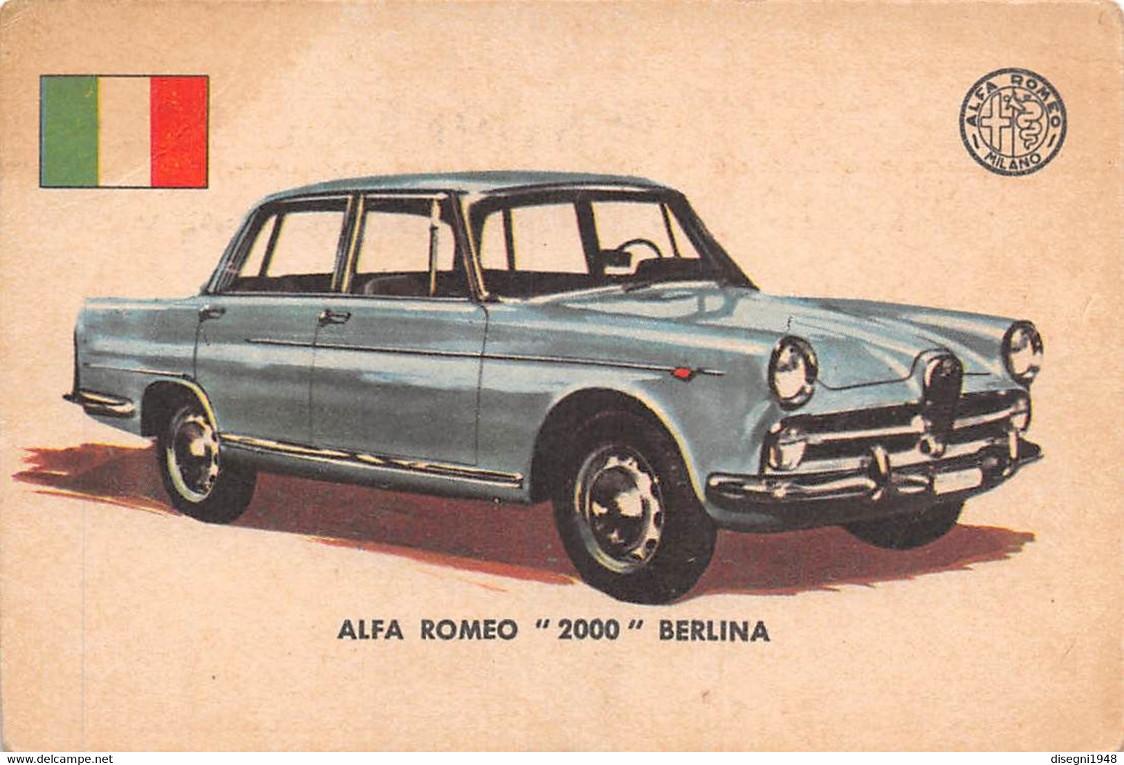 11920 "ALFA ROMEO 2000 BERLINA 6 - AUTO INTERNATIONAL PARADE - SIDAM TORINO - 1961" FIGURINA CARTONATA ORIG. - Motores