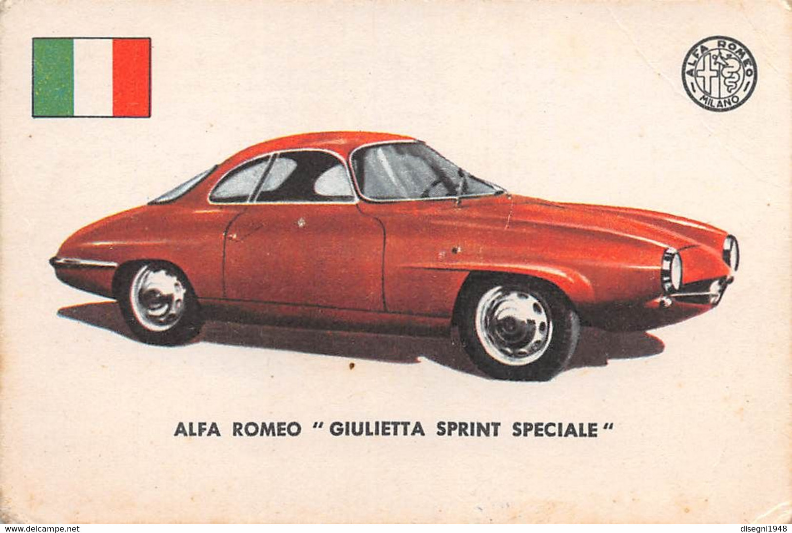 11921 "ALFA ROMEO GIULIETTA SPRINT SPEC. 5 - AUTO INTERNATIONAL PARADE - SIDAM TORINO - 1961" FIGURINA CARTONATA ORIG. - Auto & Verkehr