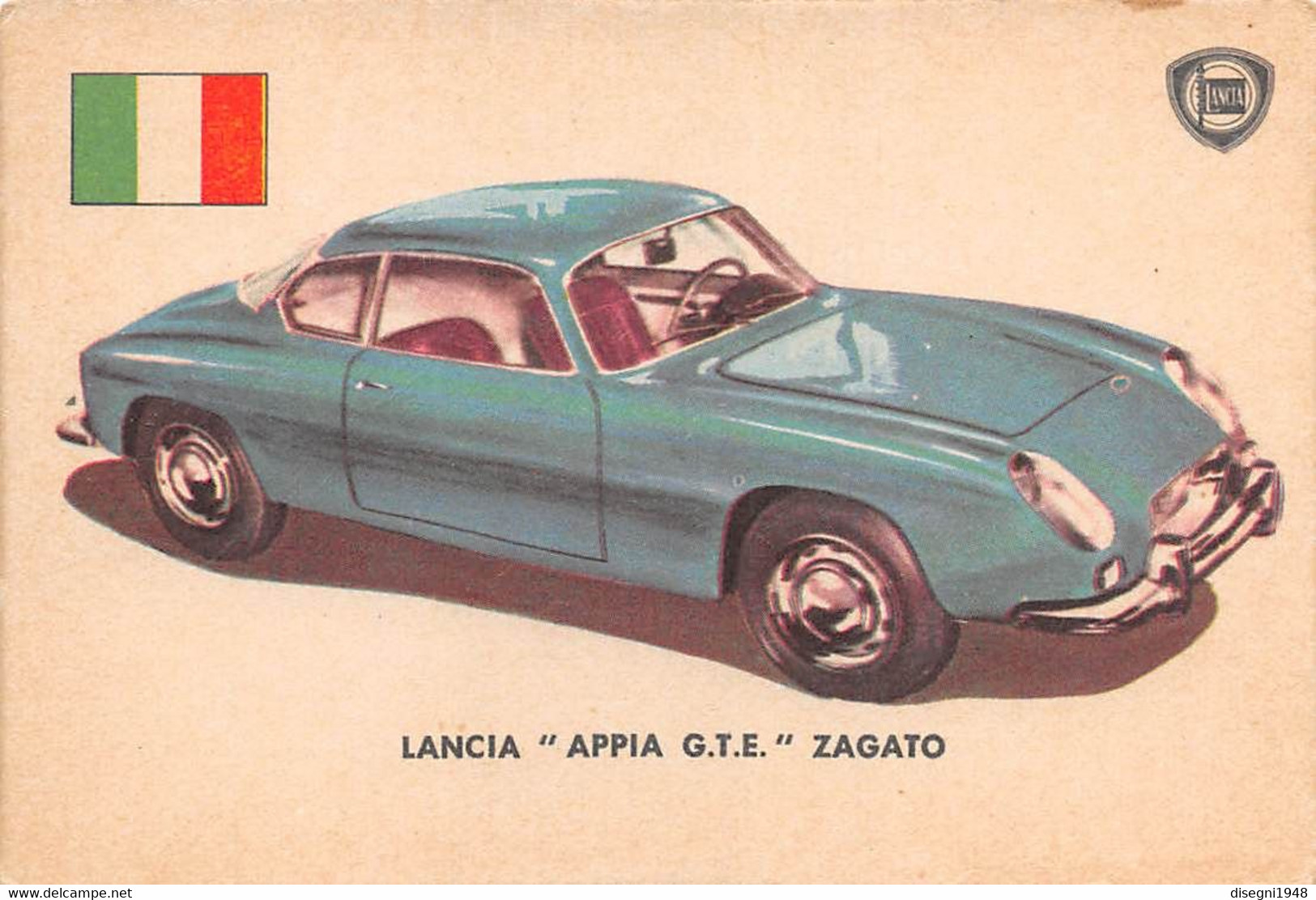 11922 "LANCIA APPIA  G.T.E. ZAGATO 23 - AUTO INTERNATIONAL PARADE - SIDAM TORINO - 1961" FIGURINA CARTONATA ORIG. - Moteurs