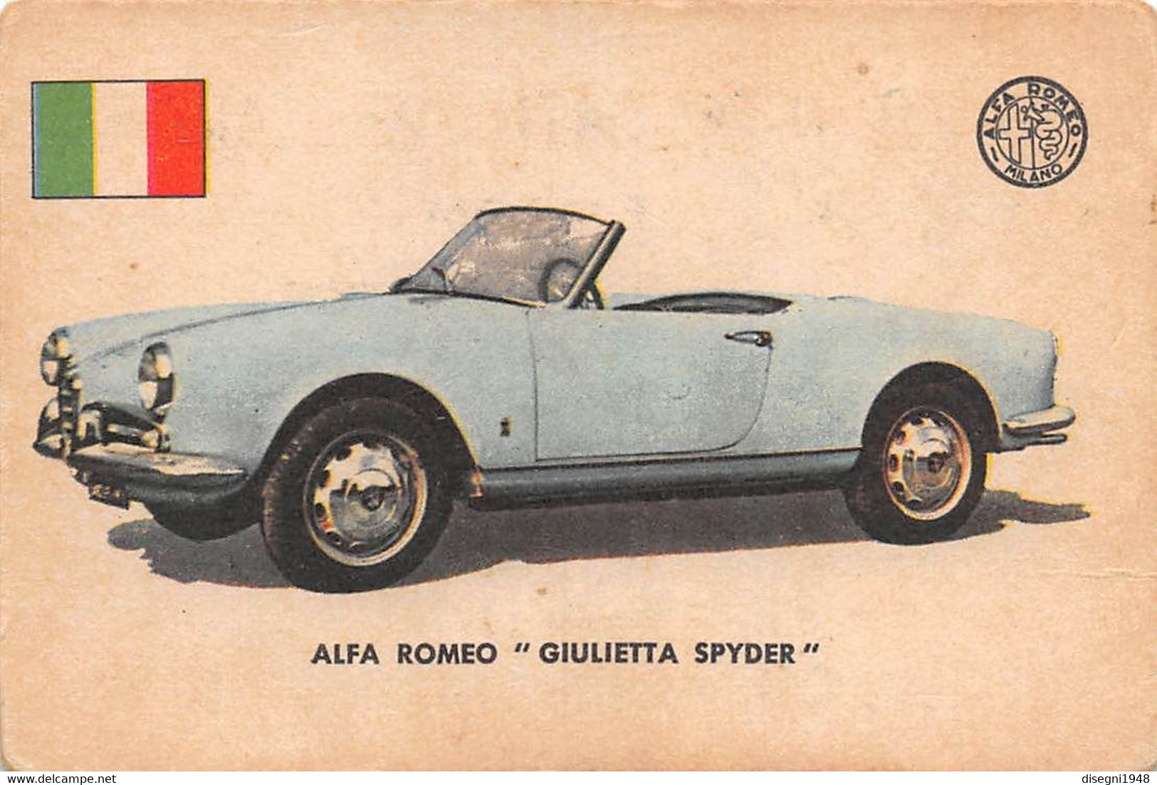 11923 "ALFA ROMEO GIULIETTA SPYDER 4 - AUTO INTERNATIONAL PARADE - SIDAM TORINO - 1961" FIGURINA CARTONATA ORIG. - Motores