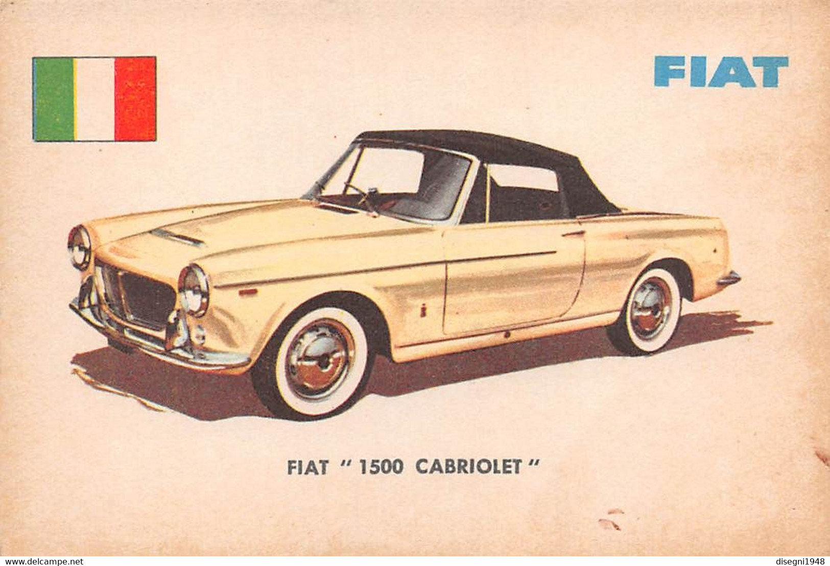 11925 "FIAT 1500 CABRIOLET 18 - AUTO INTERNATIONAL PARADE - SIDAM TORINO - 1961" FIGURINA CARTONATA ORIG. - Motori