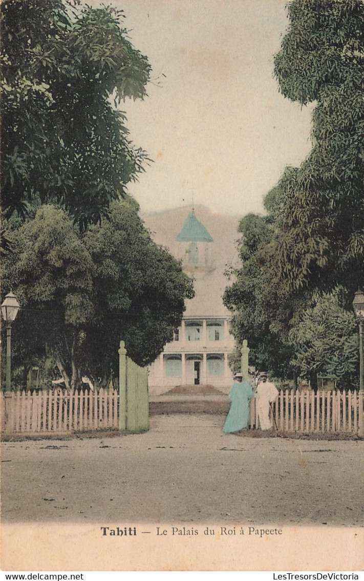 Tahiti - Le Palais Du Roi à Papeete - Colorisé - Précurseur - Animé - Oblitéré 1915 - Carte Postale Ancienne - Aborigines