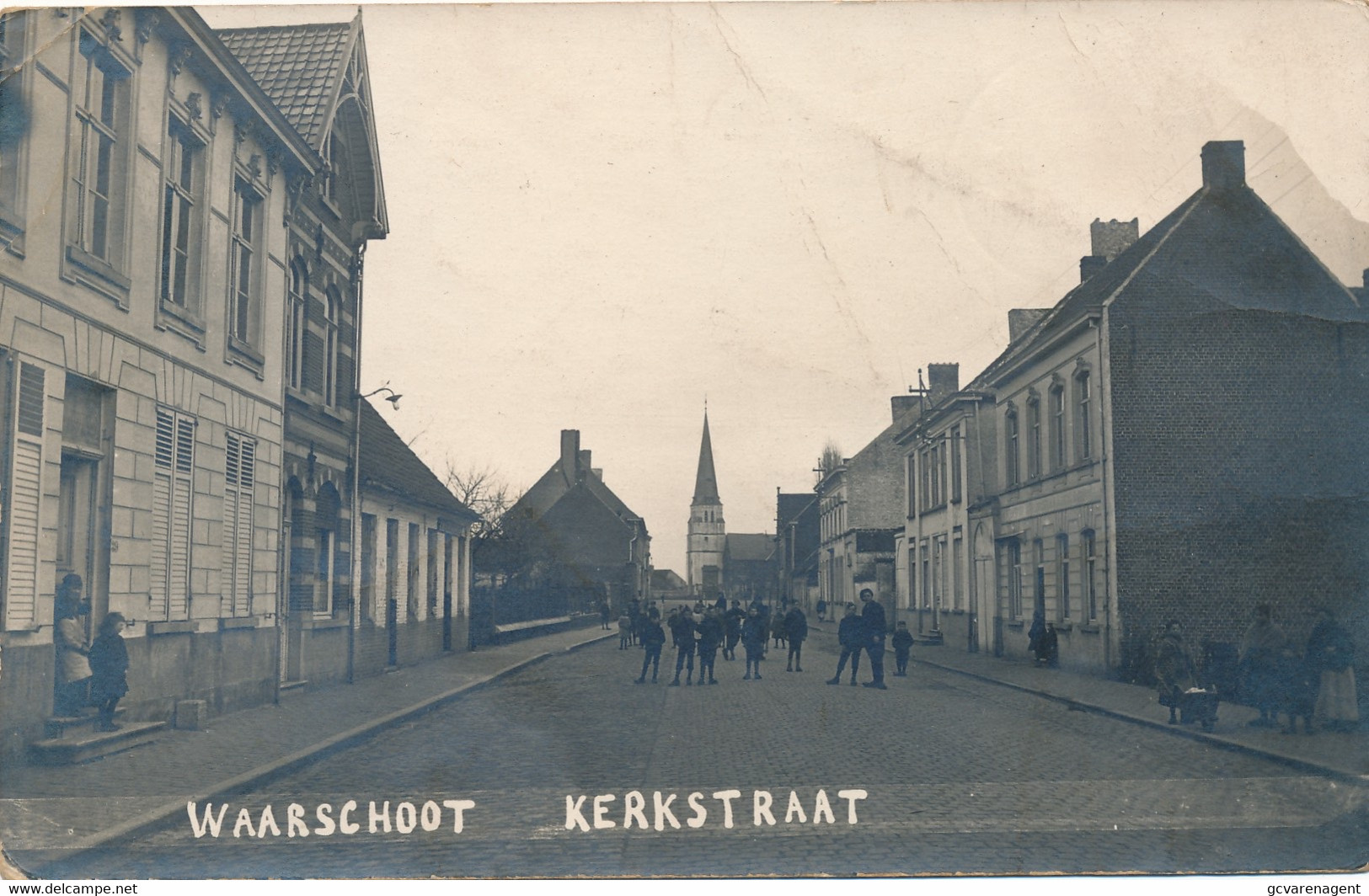 WAARSCHOOT  FOTOKAART   KERKSTRAAT  1919      2 SCANS - Waarschoot