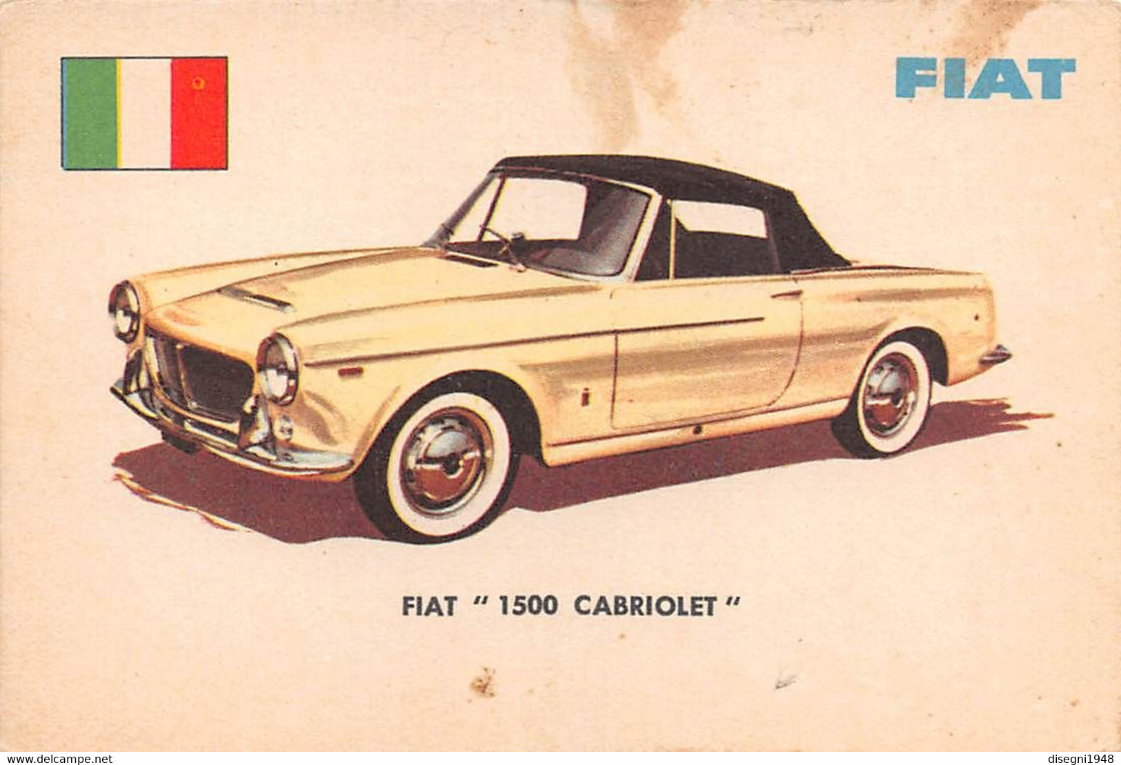 11931 "FIAT 1500 CABRIOLET 18 - AUTO INTERNATIONAL PARADE - SIDAM TORINO - 1961" FIGURINA CARTONATA ORIG. - Moteurs