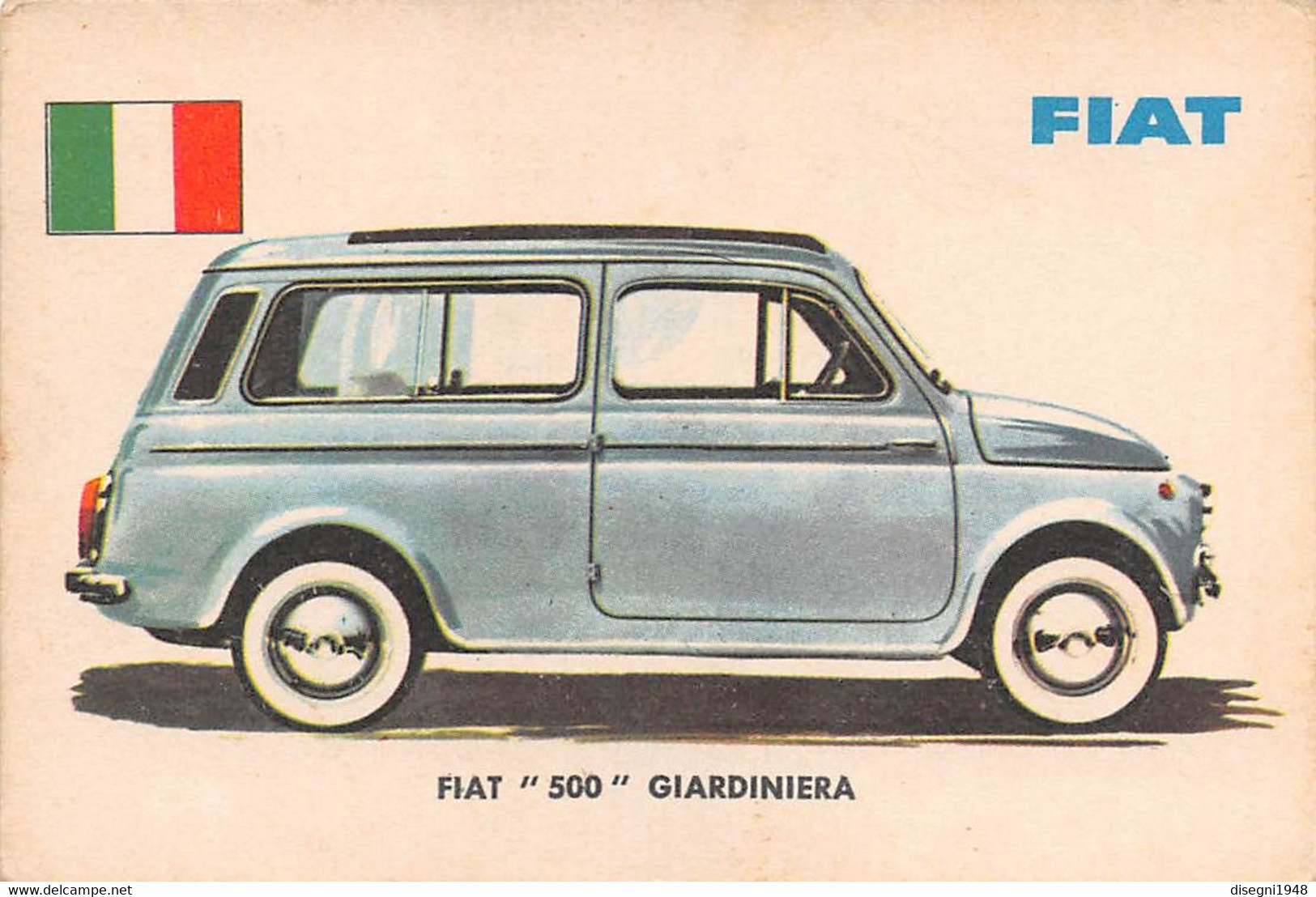 11932 "FIAT 500 GIARDINIERA 14 - AUTO INTERNATIONAL PARADE - SIDAM TORINO - 1961" FIGURINA CARTONATA ORIG. - Moteurs