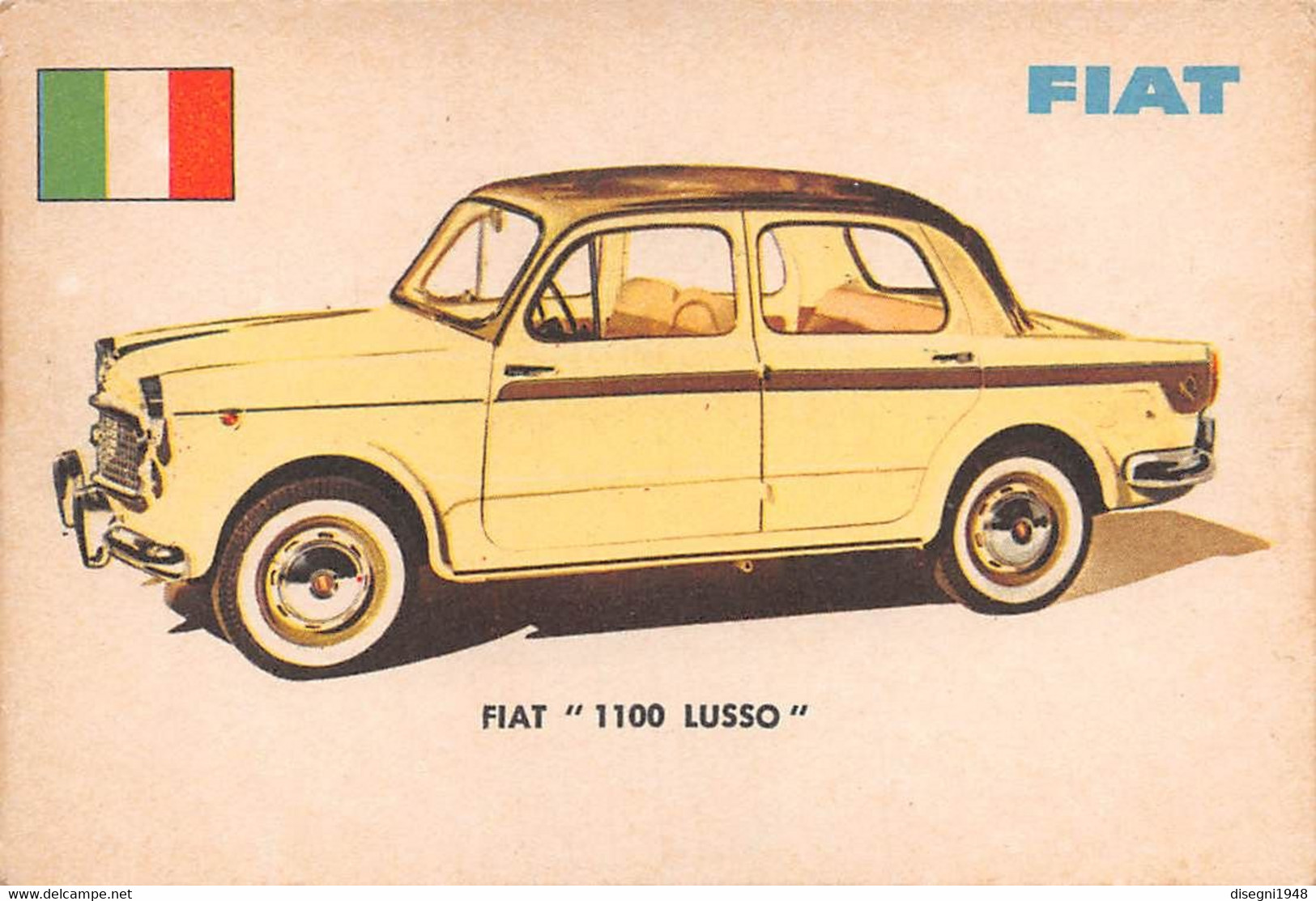 11933 "FIAT 1100 LUSSO 16 - AUTO INTERNATIONAL PARADE - SIDAM TORINO - 1961" FIGURINA CARTONATA ORIG. - Moteurs