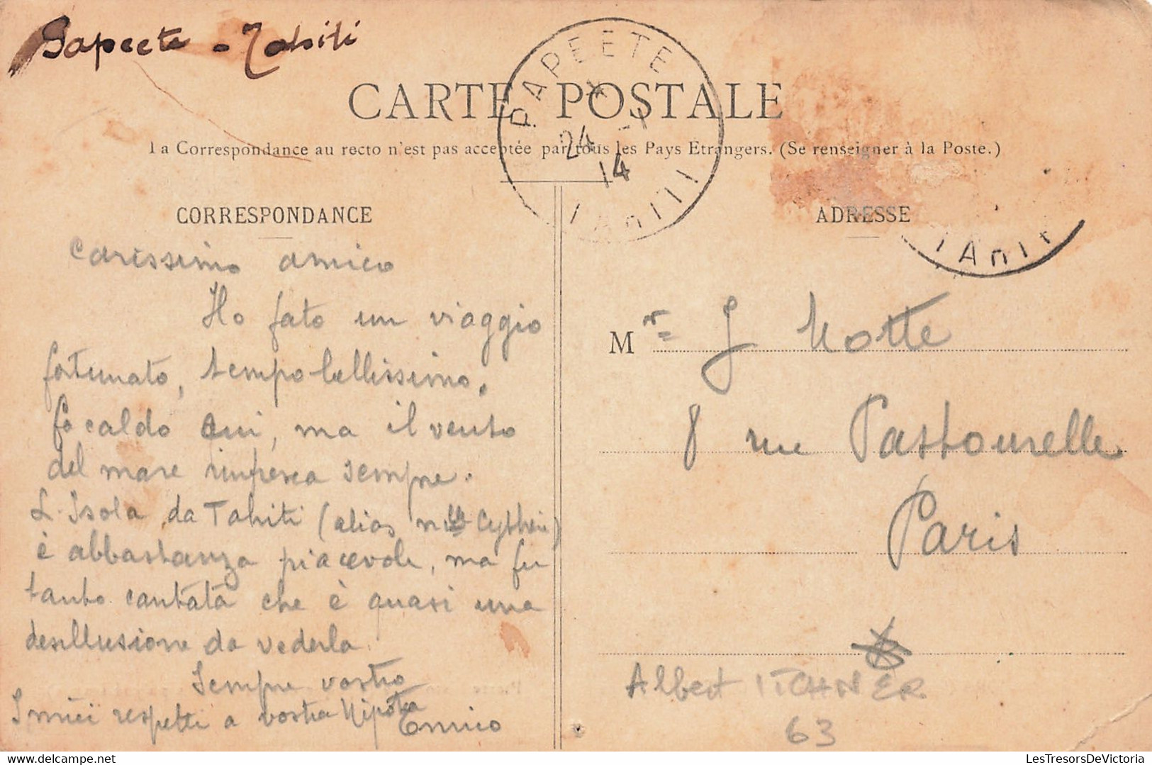 Tahiti - BoraBora - Iles Sous Le Vent - Pierre Historique - Oblitéré 1914 - Animé - Indigène- Carte Postale Ancienne - Tahiti