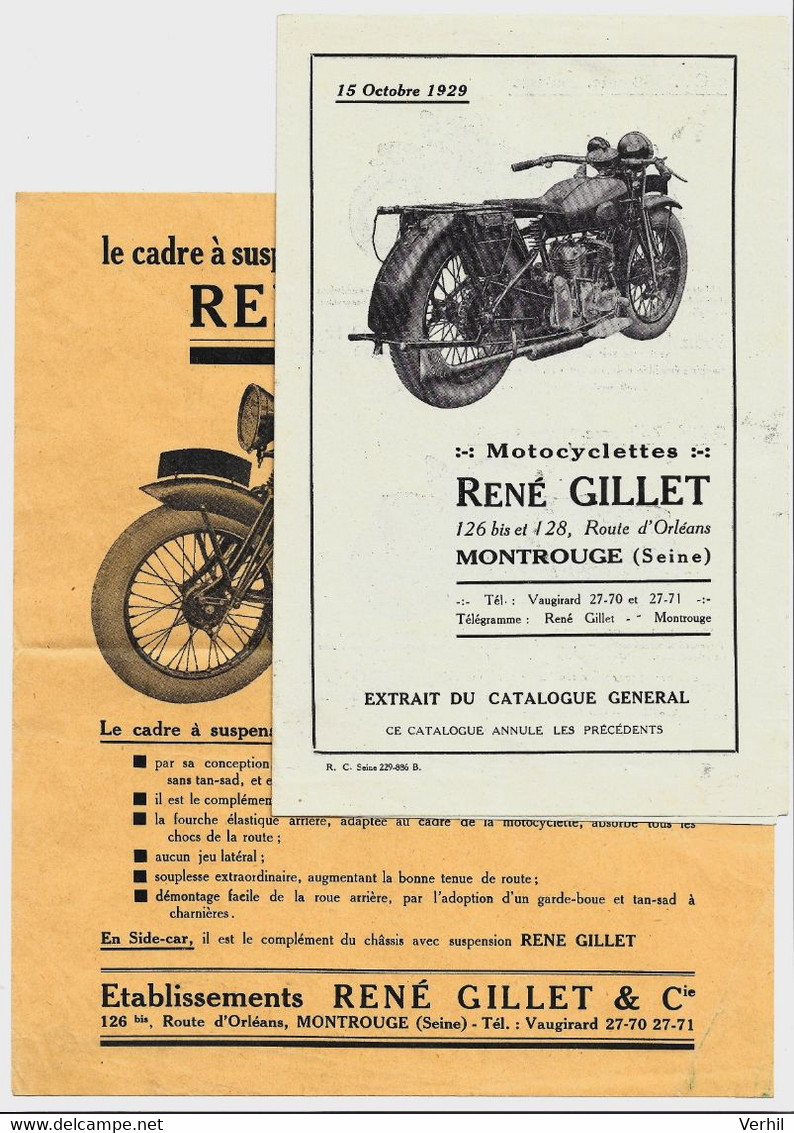 René Gillet Moto Motorrad Motor Motorcycle Motorcycle Cycle Prospectus Folder Prospekt Brochure 1929 1930 Armée - Moto