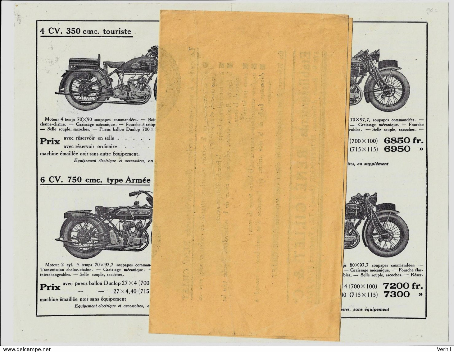 René Gillet Moto Motorrad Motor Motorcycle Motorcycle Cycle Prospectus Folder Prospekt Brochure 1929 1930 Armée - Moto