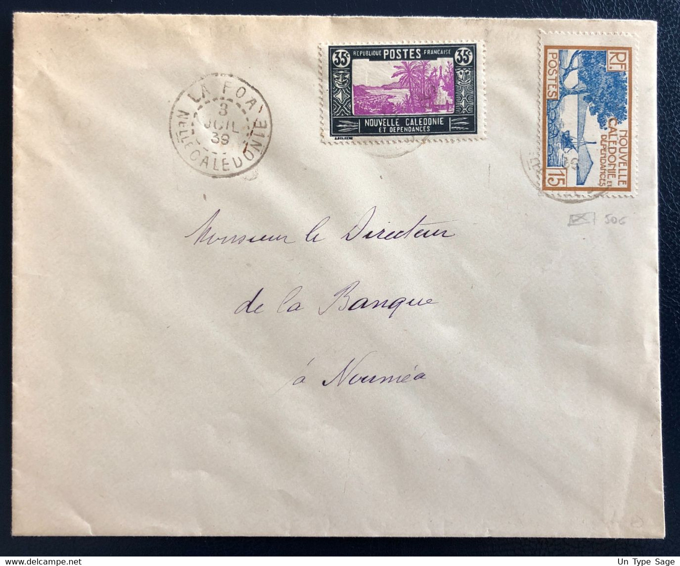 Nouvelle Calédonie Divers Sur Enveloppe TAD LA FOA 3.7.1939 - (B4637) - Briefe U. Dokumente