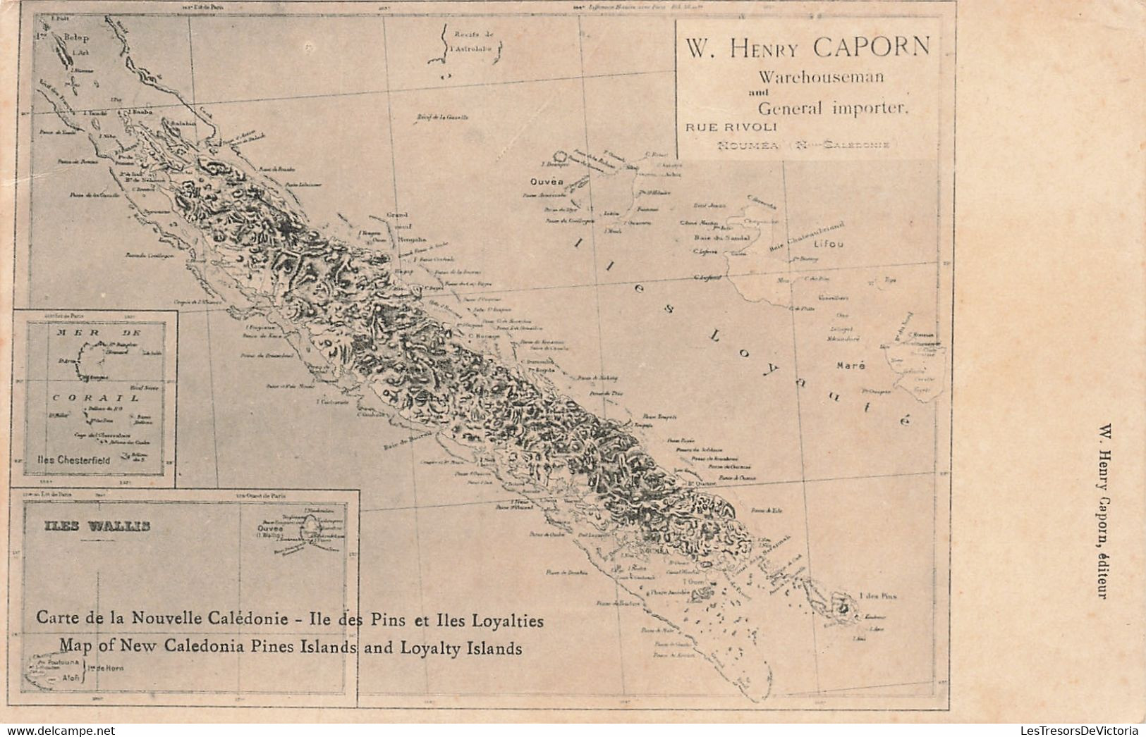 Carte De La Nouvelle Calédonie - Iles Des Pins Et Iles Loyalties - Edit. W. Henri  Caporn  - Carte Postale Ancienne - Tahiti