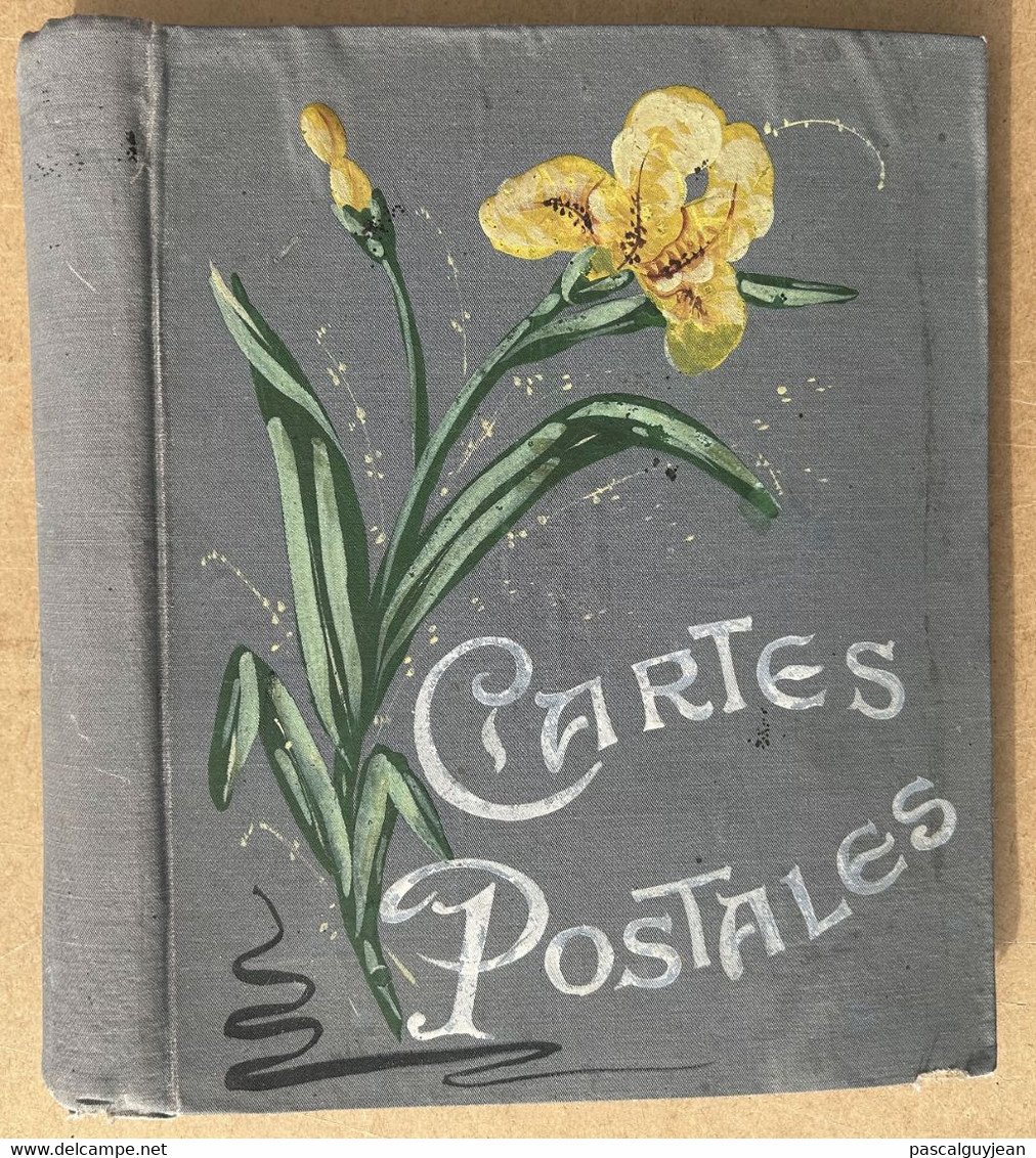 ALBUM ANCIEN POUR CARTES POSTALES ANCIENNES DECOR IRIS JAUNE - Zonder Classificatie