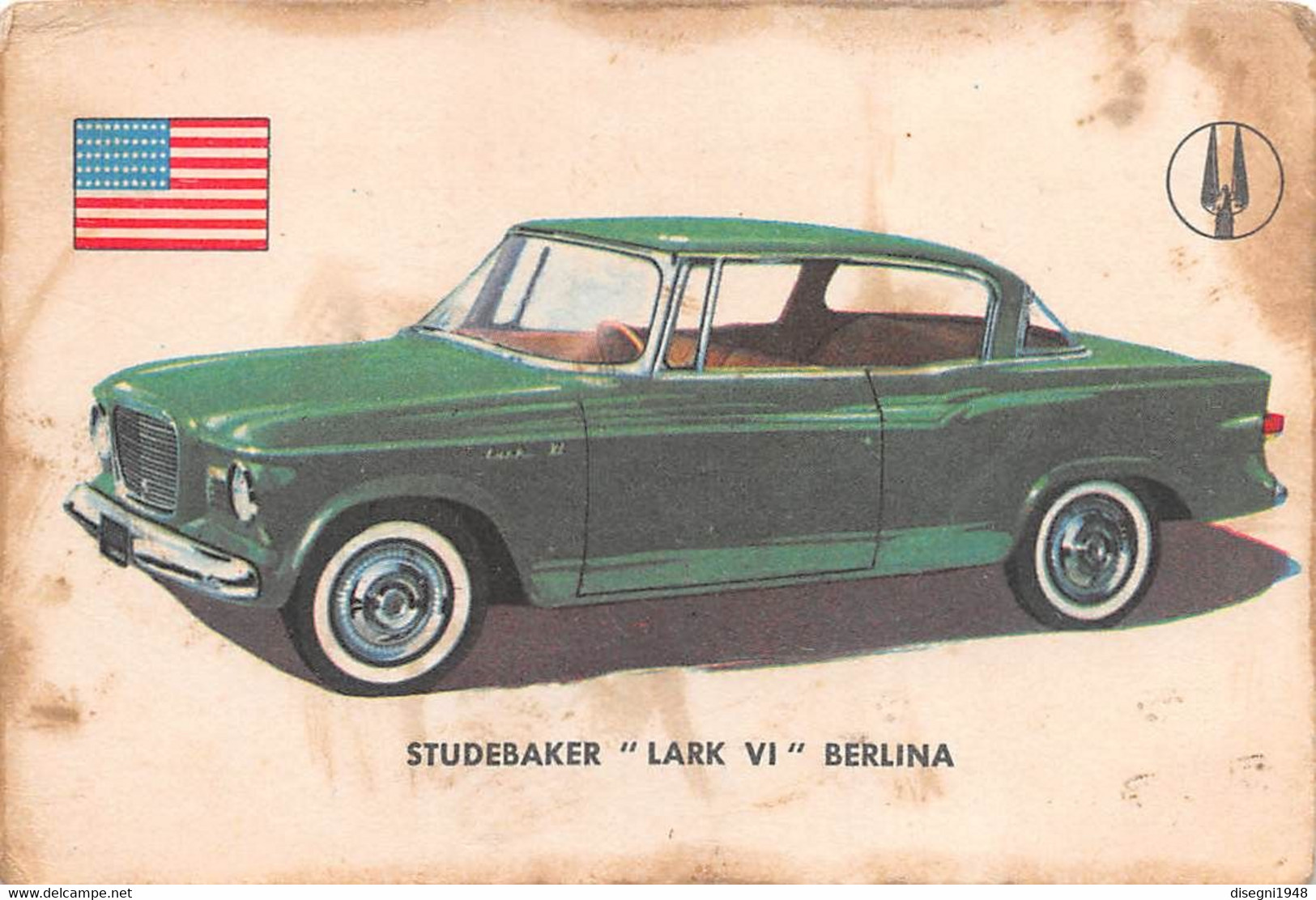 11937 "STUDEBAKER LARK VI BERLINA 110 - AUTO INTERNATIONAL PARADE - SIDAM TORINO - 1961" FIGURINA CARTONATA ORIG. - Motores