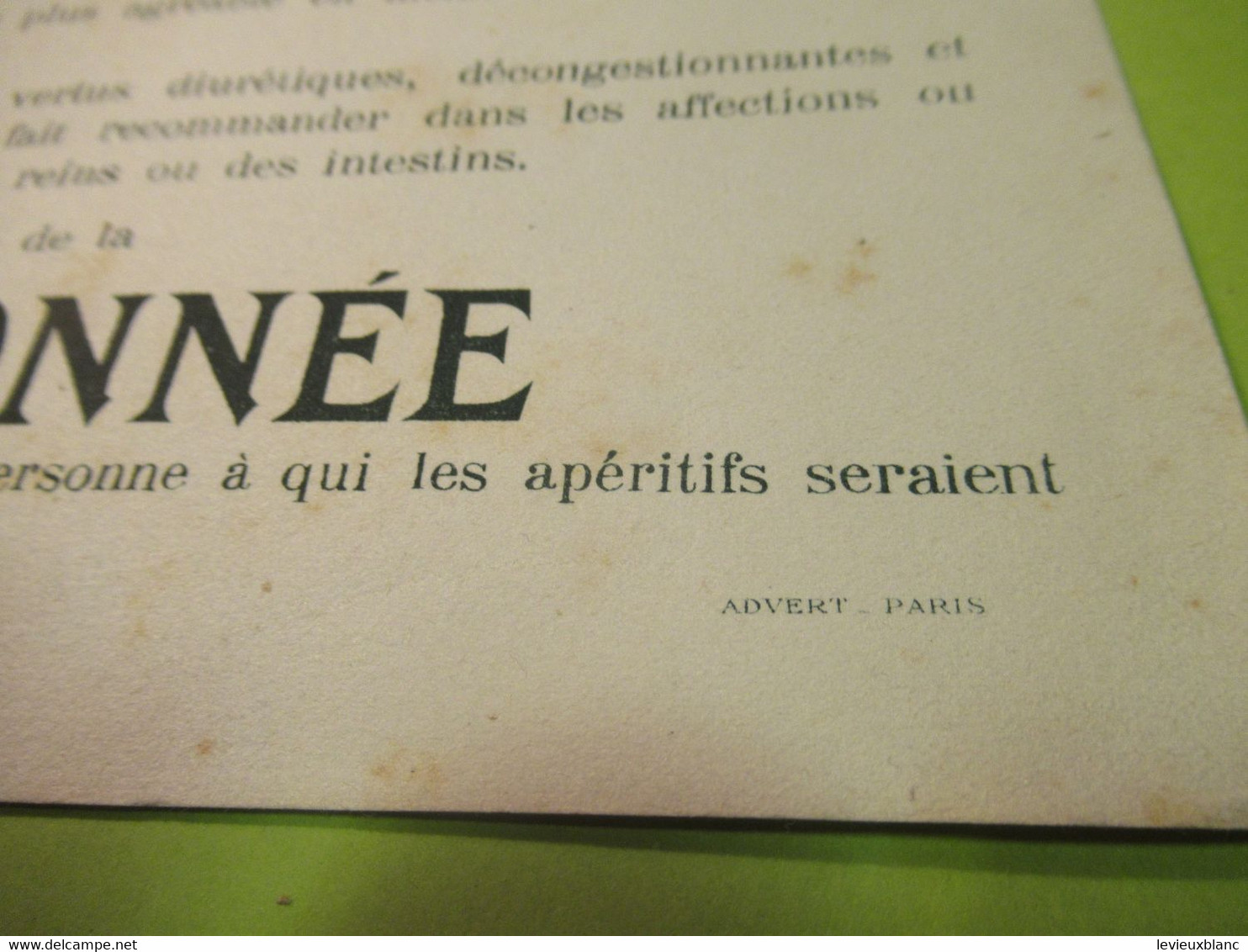 Buvard Ancien /Apéritif/LA CRESSONNEE/ Absinthe A Bas De Cresson / PANTIN /Vers 1920-40     BUV587 - Kleidung & Textil