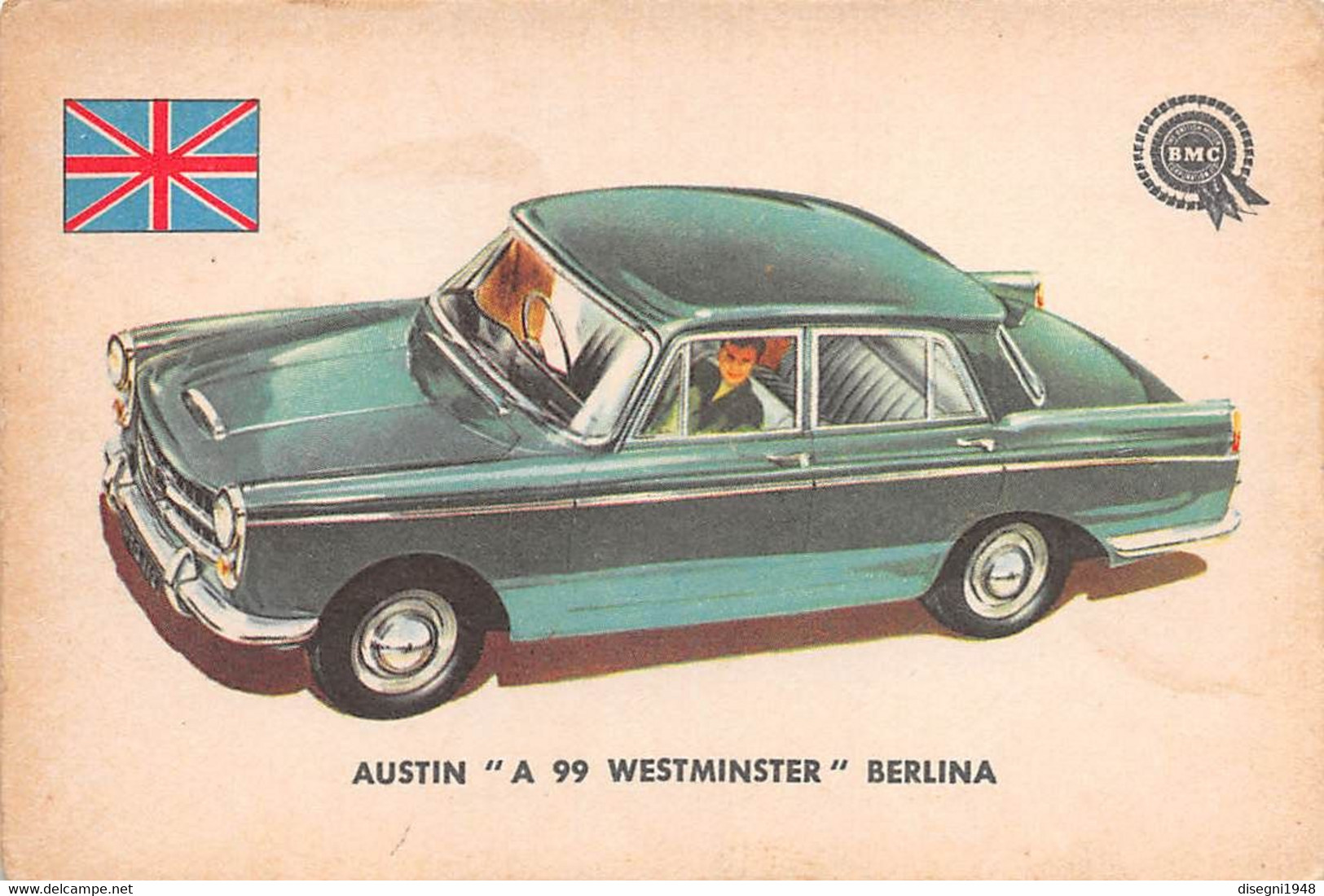 11938 "AUSTIN A 99 WESTMINSTER BERLINA 60 - AUTO INTERNATIONAL PARADE - SIDAM TORINO - 1961" FIGURINA CARTONATA ORIG. - Moteurs