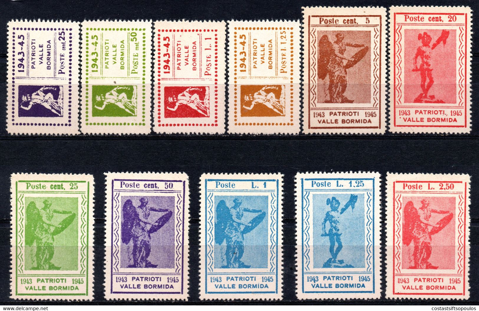 1428. ITALY. 1945 PATRIOTI VALLE BORMIDA SETS WITHOUT GUM. FREE SHIPPING BY REGISTERED MAIL. - Comite De Liberación Nacional (CLN)