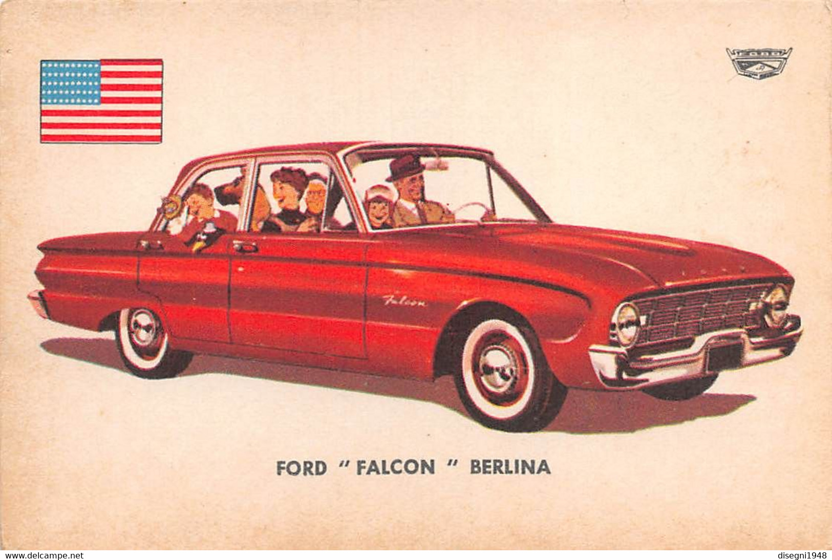 11945 "FORD FALCON BERLINA 92 - AUTO INTERNATIONAL PARADE - SIDAM TORINO - 1961" FIGURINA CARTONATA ORIG. - Motori