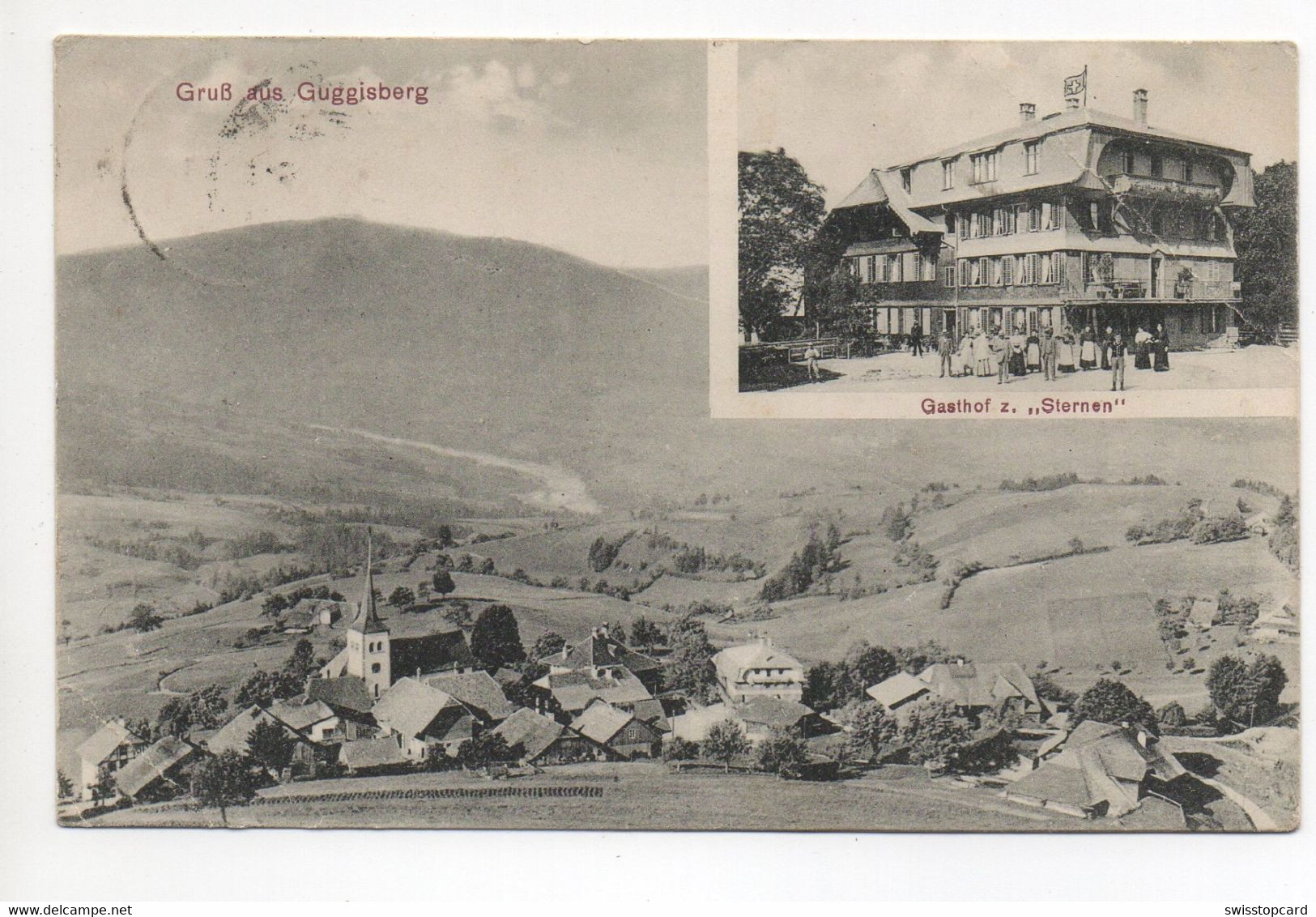 Gruss Aus GUGGISBERG Gasthof Z. Sternen Gel. 1919 V. Roggenburg - Guggisberg