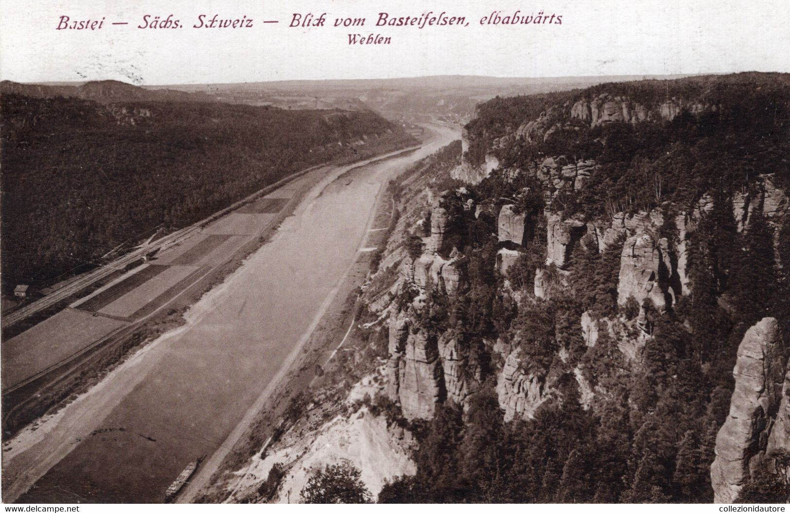 BASTEI - SÄCHS - SCHWEIZ - BLICK VOM BASTEIFELSEN - ELBABWÄRTS - WEHLEN - CARTOLINA FP SPEDITA ANNI 20 - Bastei (sächs. Schweiz)