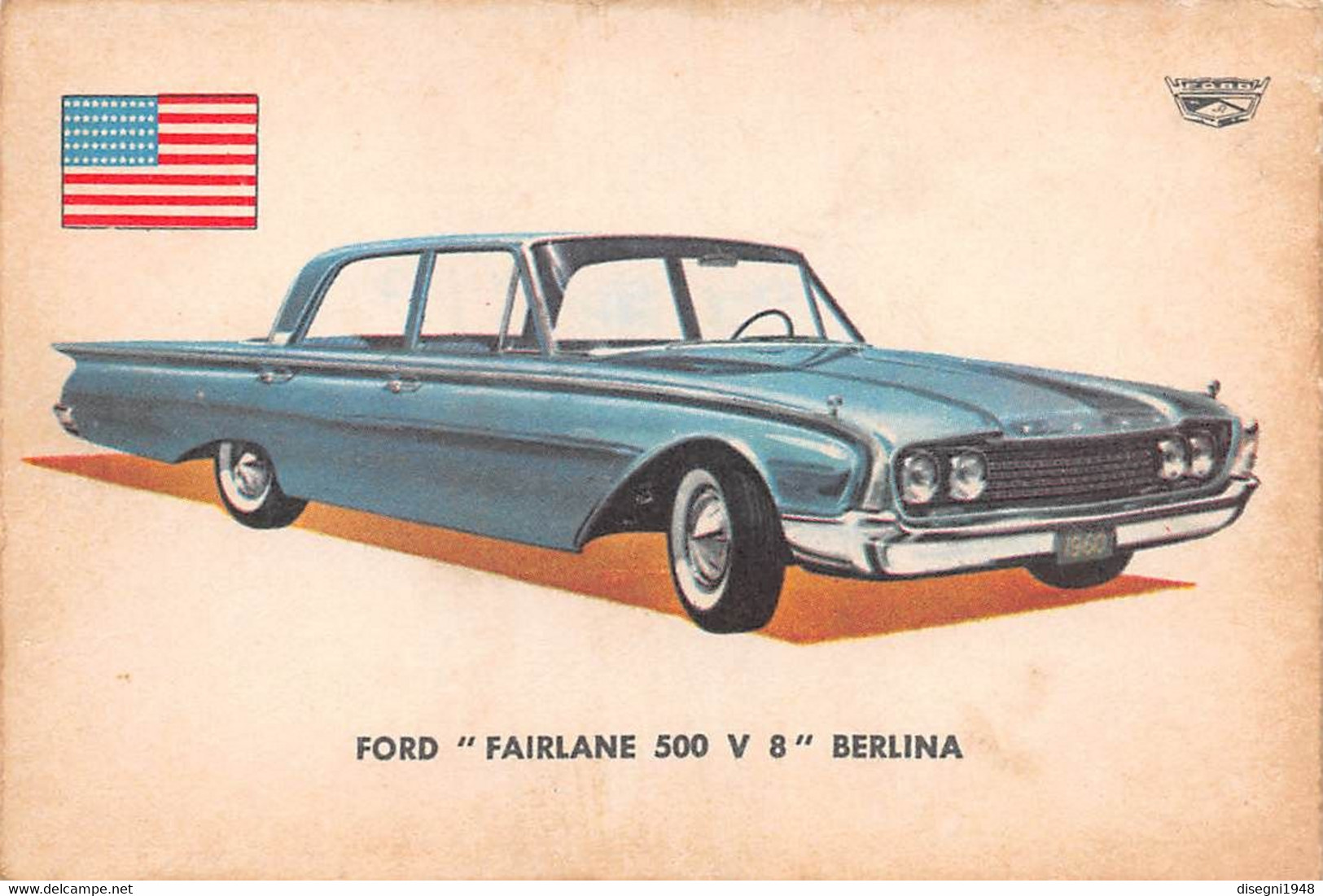 11948 "FORD FAIRLANE 500 V8 BERLINA 93 - AUTO INTERNATIONAL PARADE - SIDAM TORINO - 1961" FIGURINA CARTONATA ORIG. - Motoren