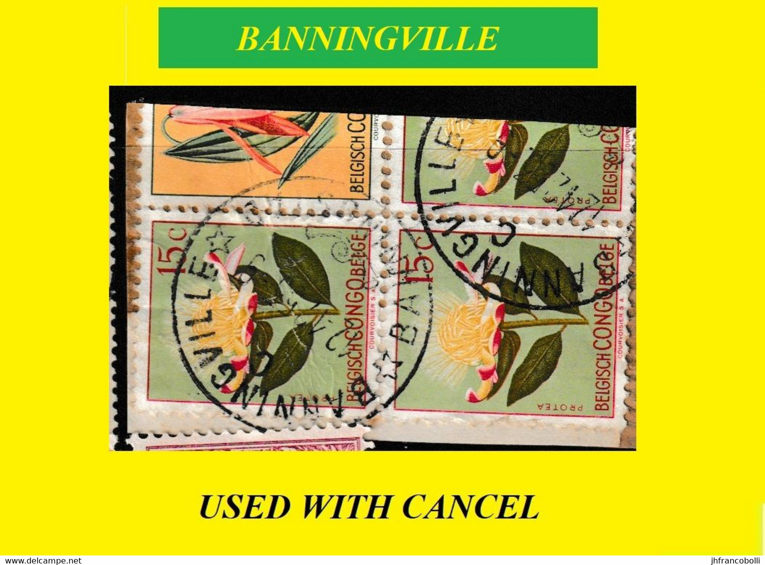 BANNINGVILLE BELGIAN CONGO / CONGO BELGE CANCEL STUDY [1] WITH COB 303 - Errors & Oddities