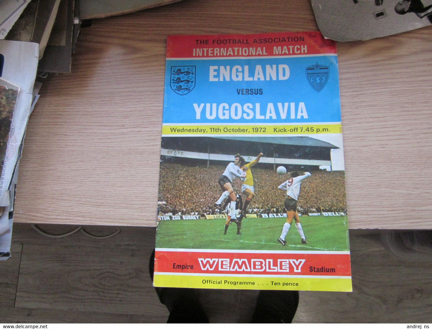 Official Programme The Football Association International Mach England Yugoslavia Wembley 1972 - Programme