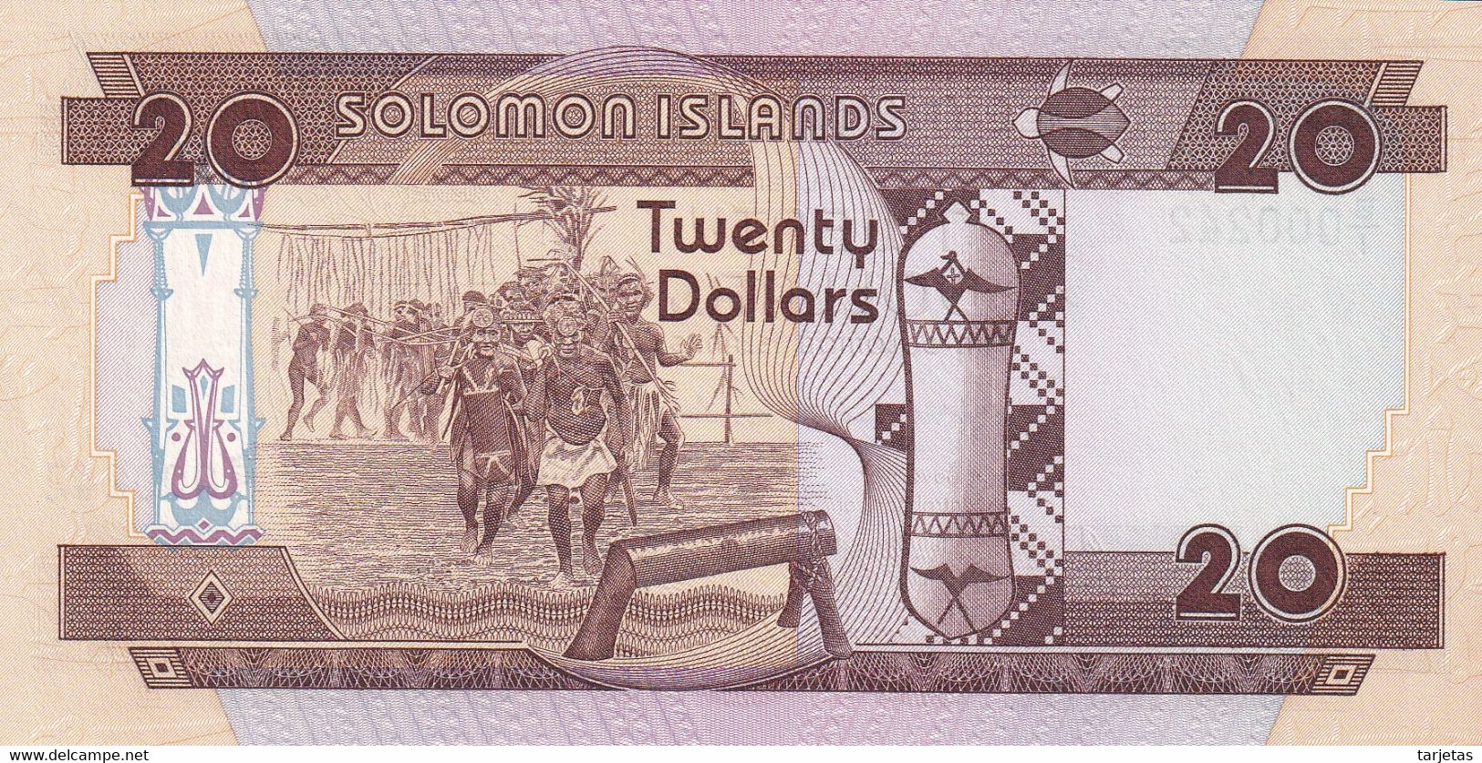 000242 BILLETE DE SALOMON ISLANDS DE 20 DOLLARS DEL AÑO 1986 SIN CIRCULAR (UNC) NUMERO MUY BAJO - Salomonseilanden