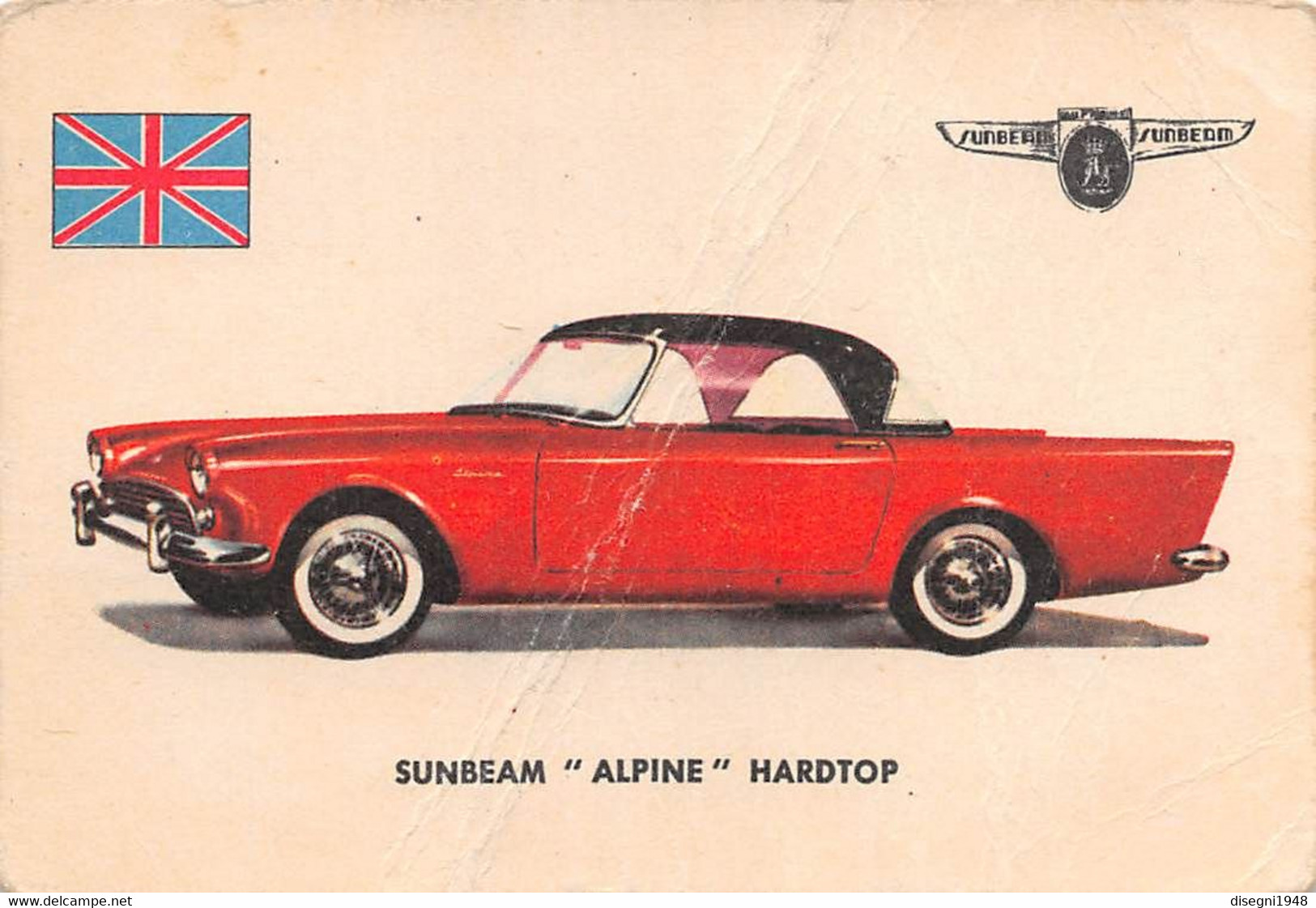 11949 "SUNBEAM ALPINE HARDTOP 77 - AUTO INTERNATIONAL PARADE - SIDAM TORINO - 1961" FIGURINA CARTONATA ORIG. - Engine