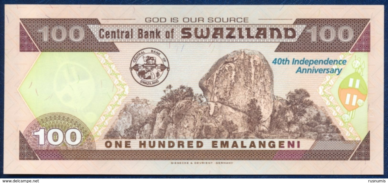 SWAZILAND 100 EMALANGENI P-34 COMMEMORATIVE 40th KING'S BIRTHDAY 2008 UNC - Swasiland