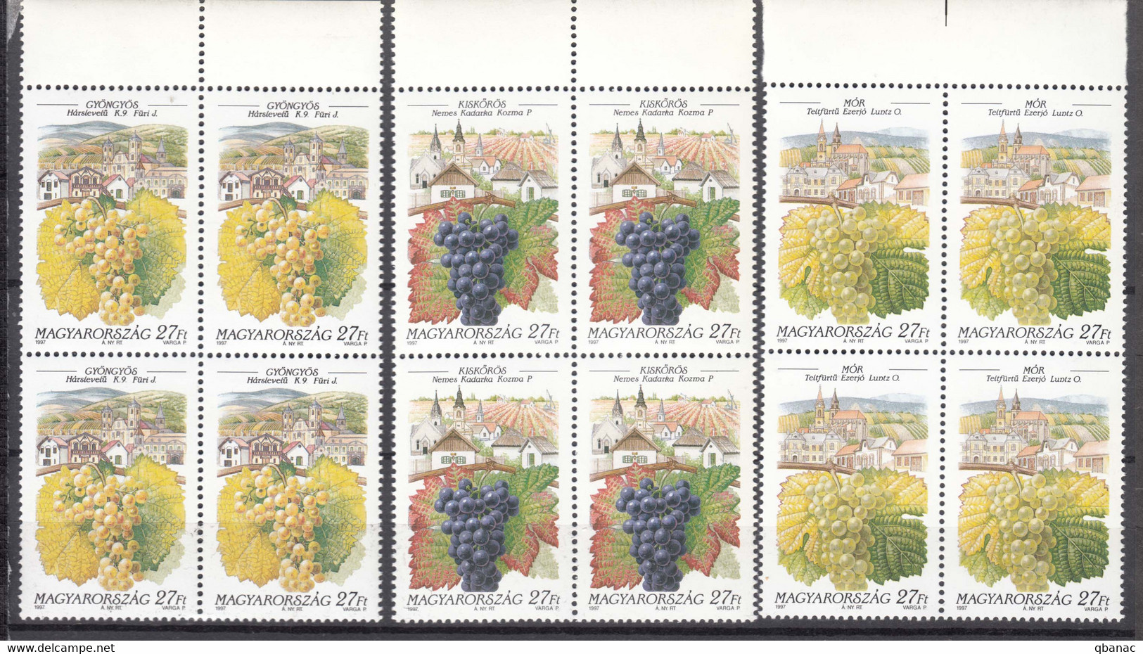 Hungary 1997 Fruits Grapes Mi#4464-4466 Mint Never Hinged Piece Of 4 - Nuevos