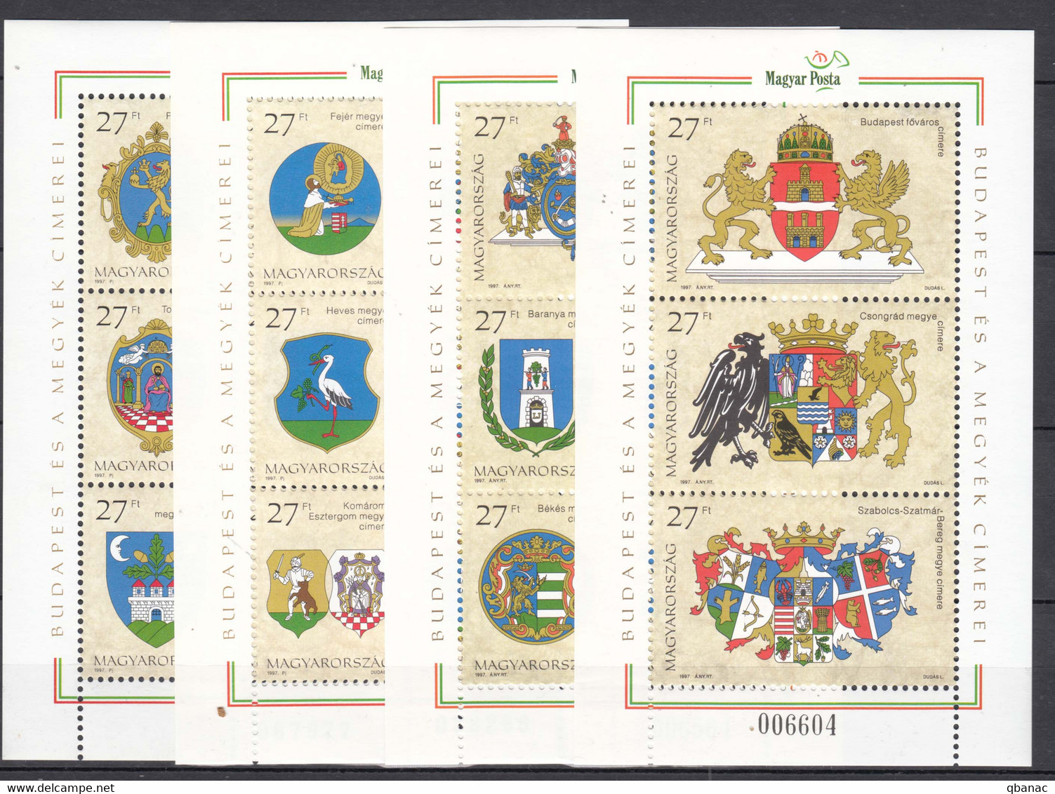 Hungary 1997 Mi#Block 238,239,240,241 Mint Never Hinged - Unused Stamps