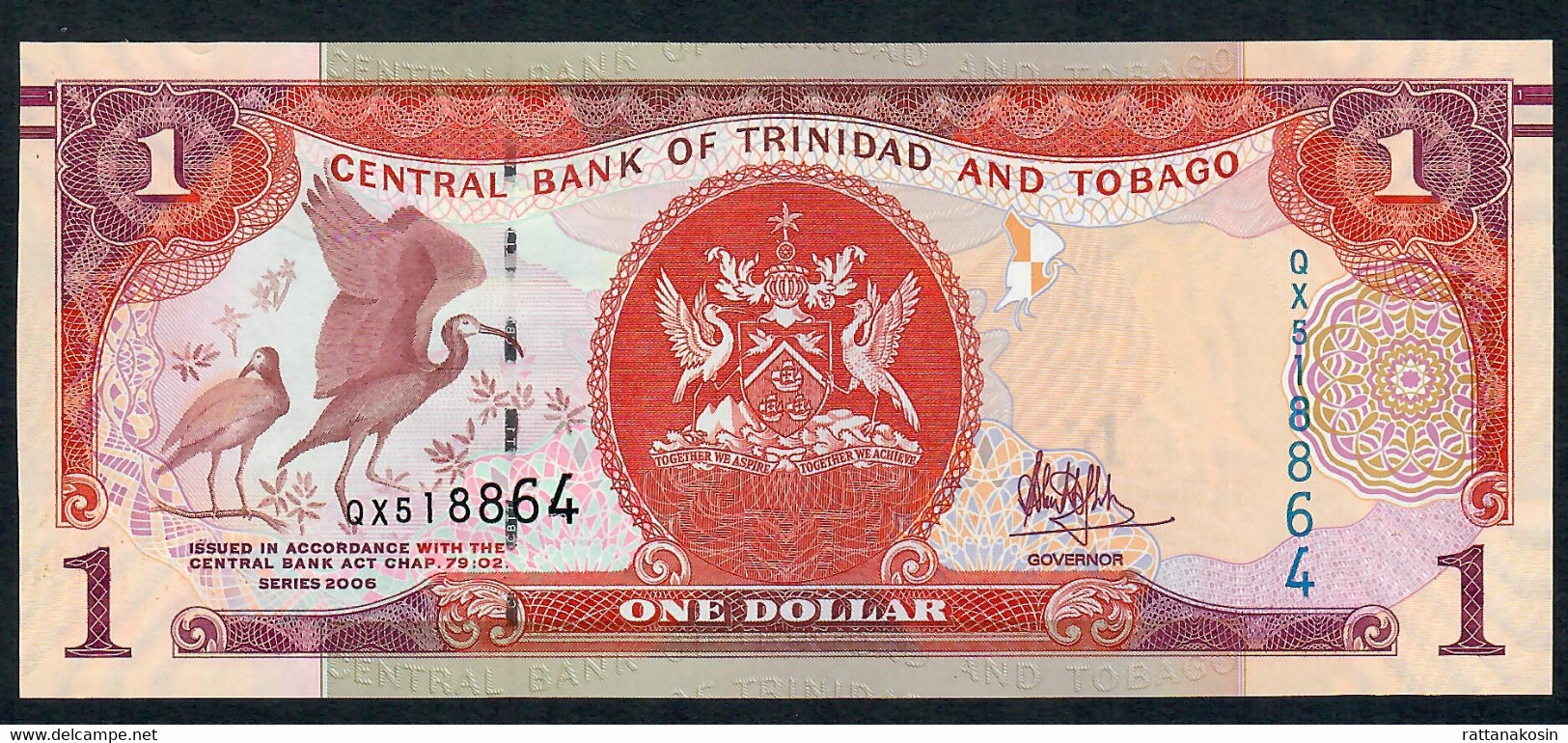 TRINIDAD AND TOBAGO P46Ab 1 DOLLAR 2006 #QX FIRST PREFIX Issued 2017 UNC. - Trinité & Tobago