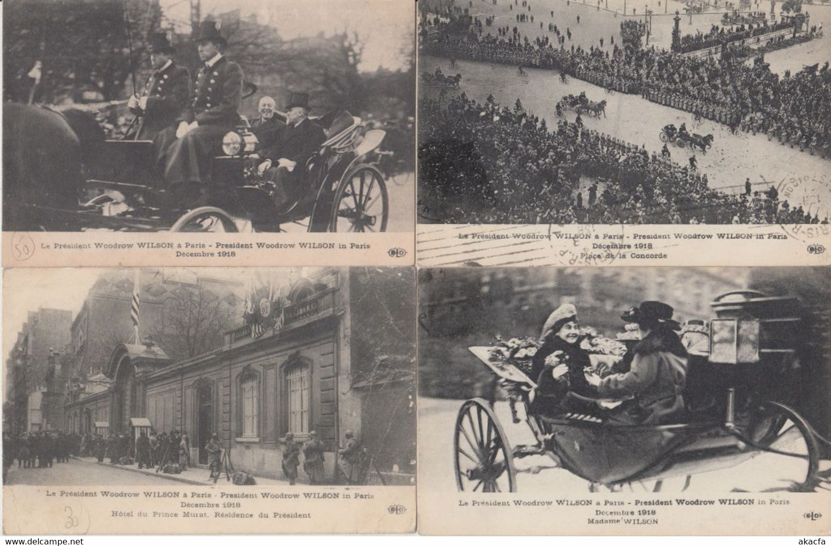 PRESIDENT WOODROW WILSON Visit 1918 Paris 16 Vintage Postcards (L5923) - Presidents