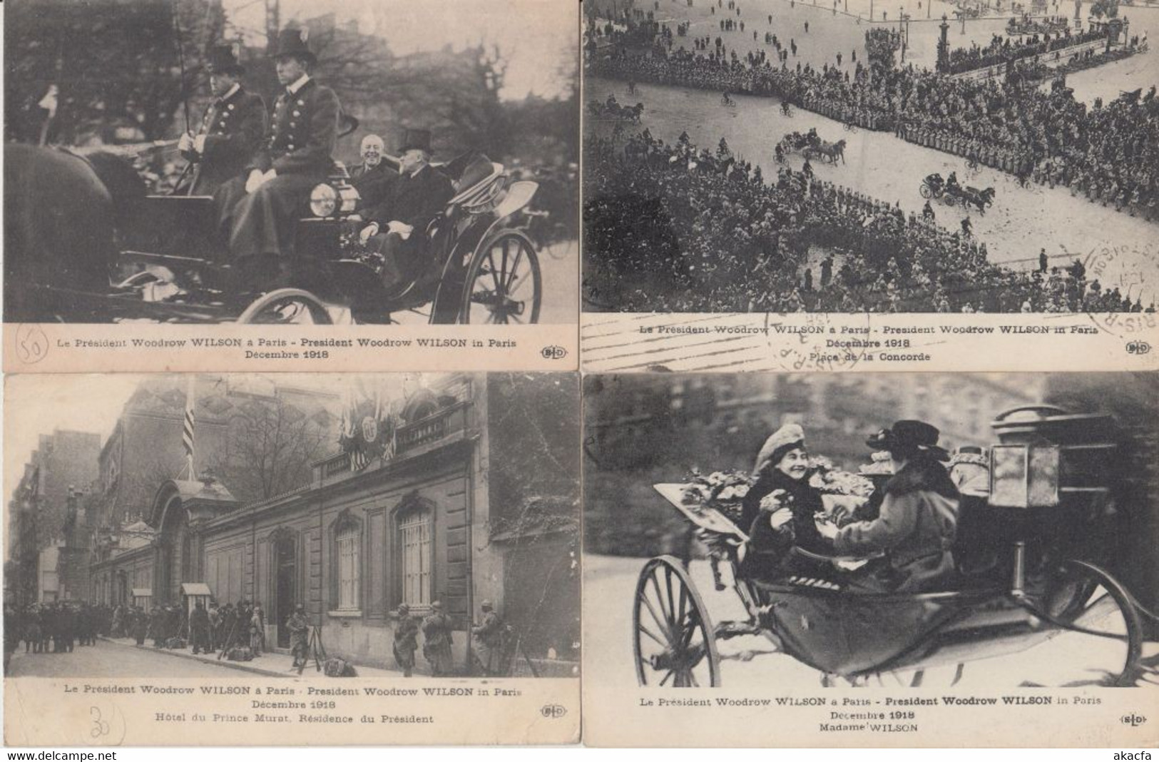 PRESIDENT WOODROW WILSON Visit 1918 Paris 16 Vintage Postcards (L5923) - Presidentes