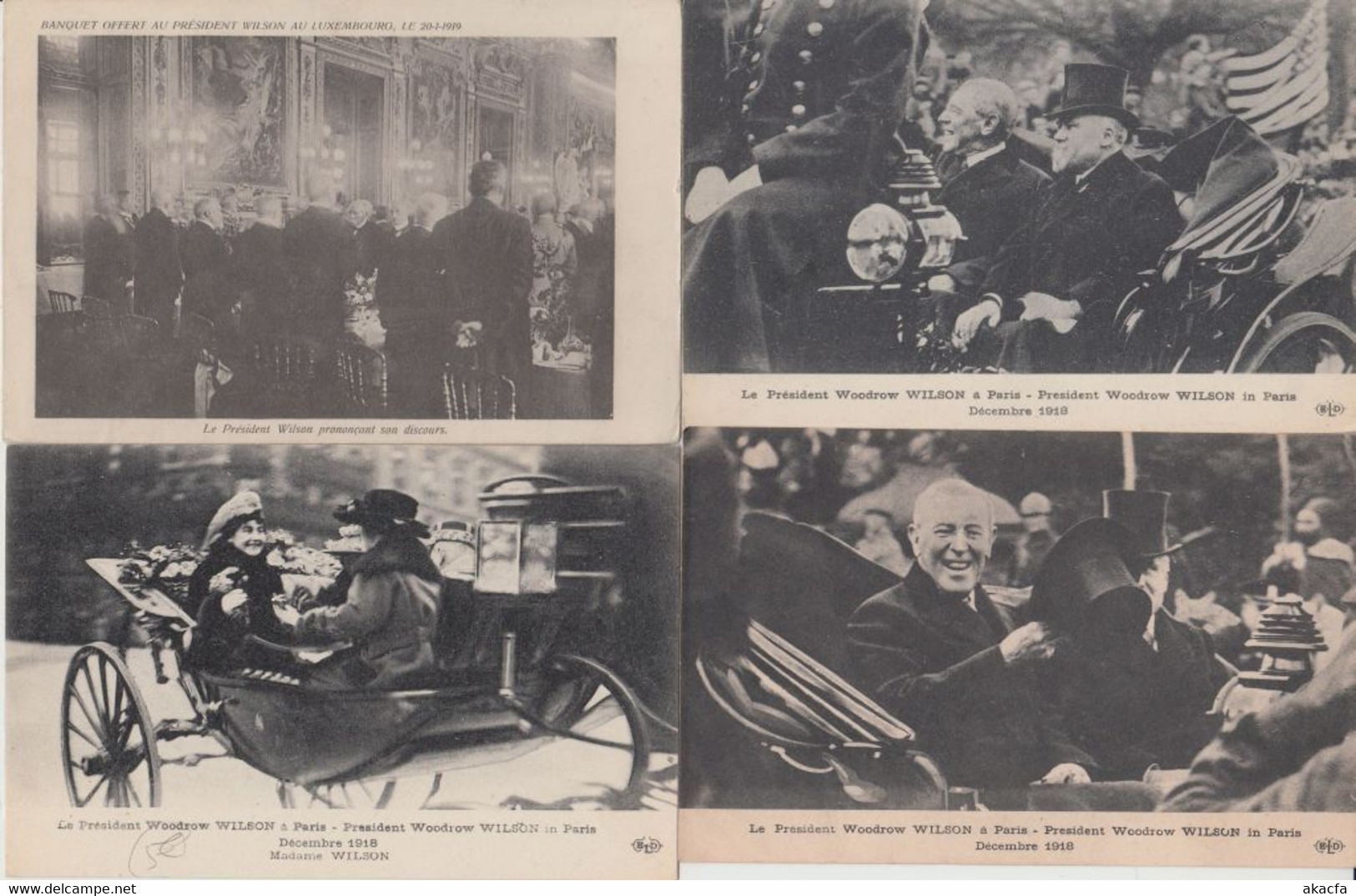 PRESIDENT WOODROW WILSON Visit 1918 Paris 16 Vintage Postcards (L5923) - Presidentes