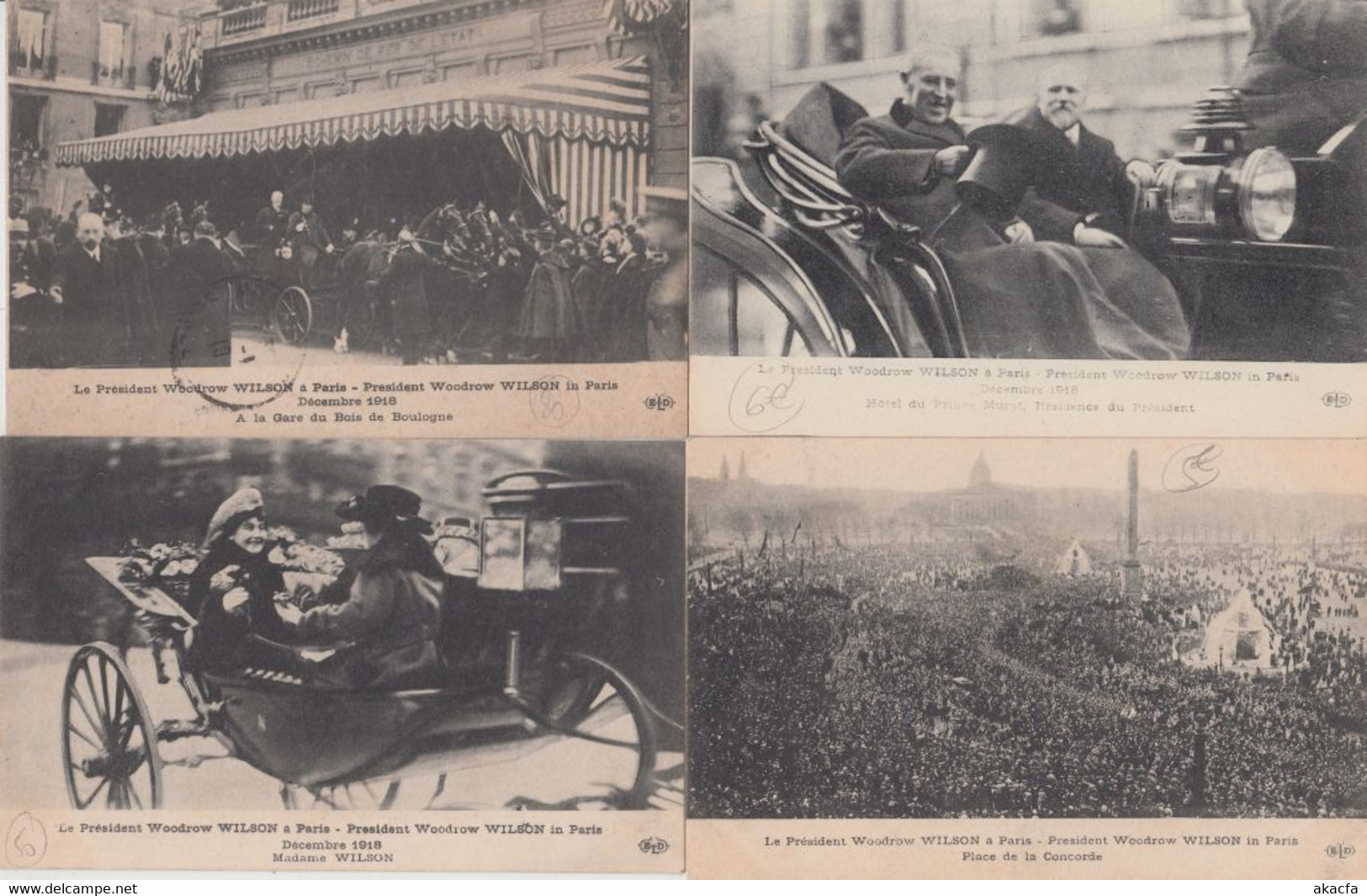 PRESIDENT WOODROW WILSON Visit 1918 Paris 16 Vintage Postcards (L5923) - Presidenten