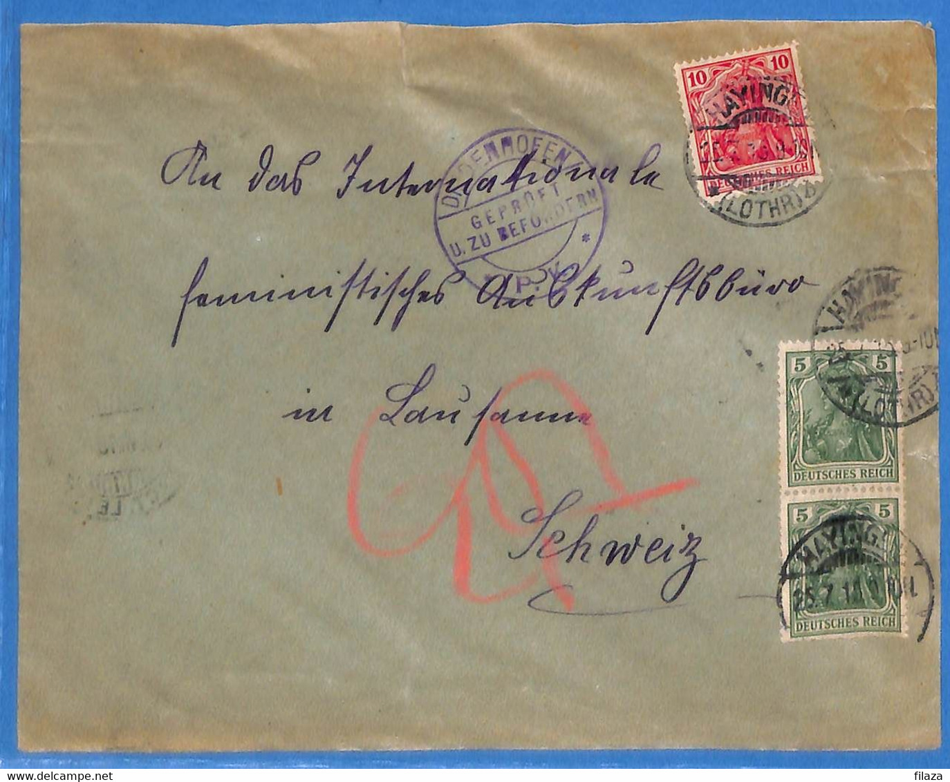 Allemagne Reich 1915 Lettre De Hayingen (G14920) - Briefe U. Dokumente