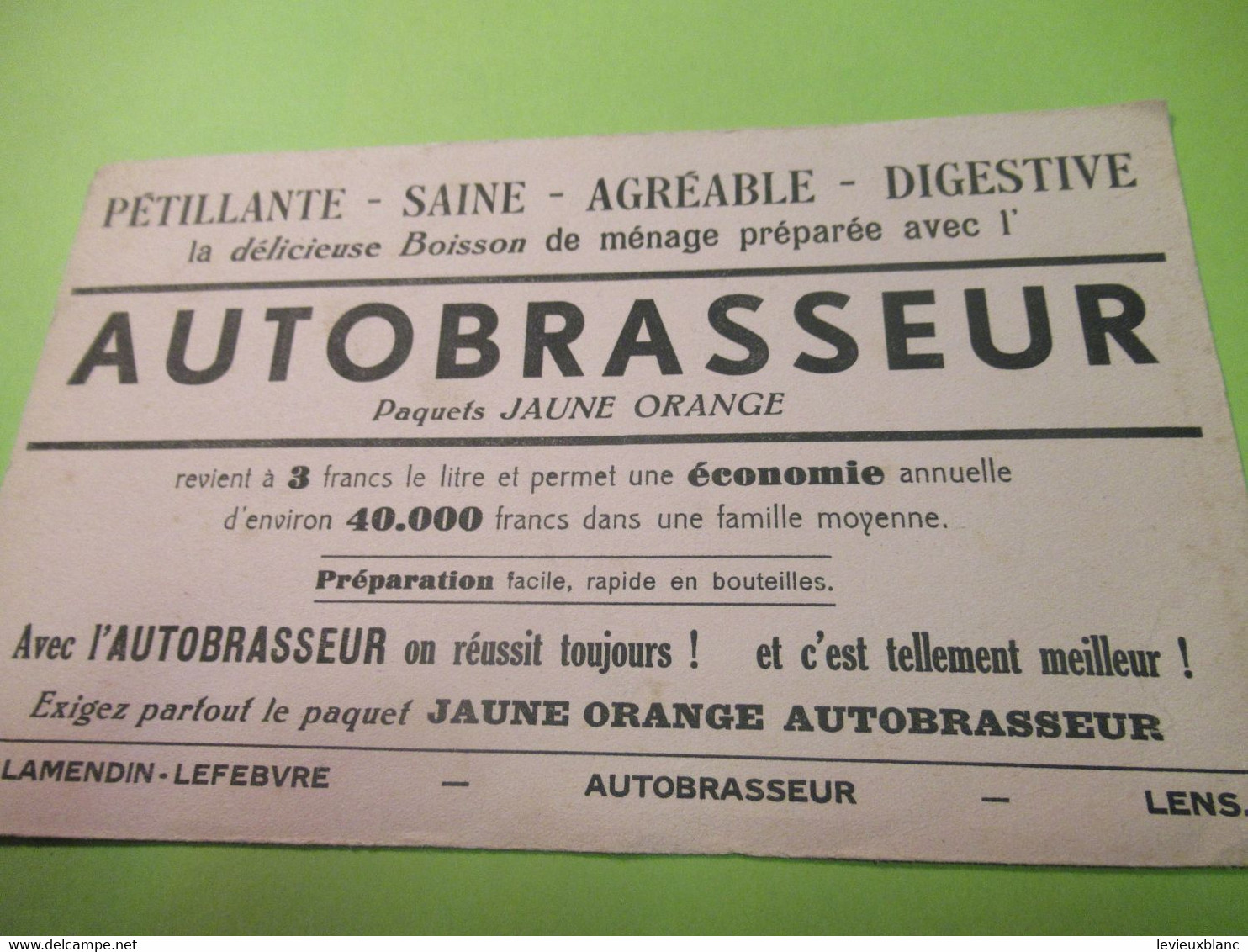 Buvard Ancien /Boisson/Autobrasseur/Pétillante -Saine- Agréable- Digestive/  LENS/ Vers 1950    BUV594 - Kleding & Textiel