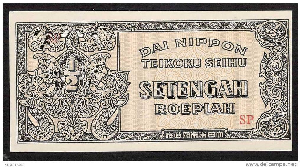 NETHERLANDS INDIES P128 1/2 ROEPIAH  1944 *IMPERIAL JAPANESE GOVERNMENT * UNC. - Indes Neerlandesas