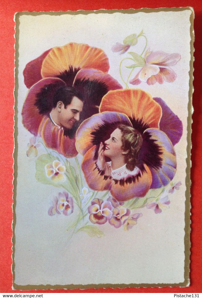 RETRO - VERLIEFD KOPPEL - AMOUREUX - PENSEES - VIOOLTJES - Haller, A.