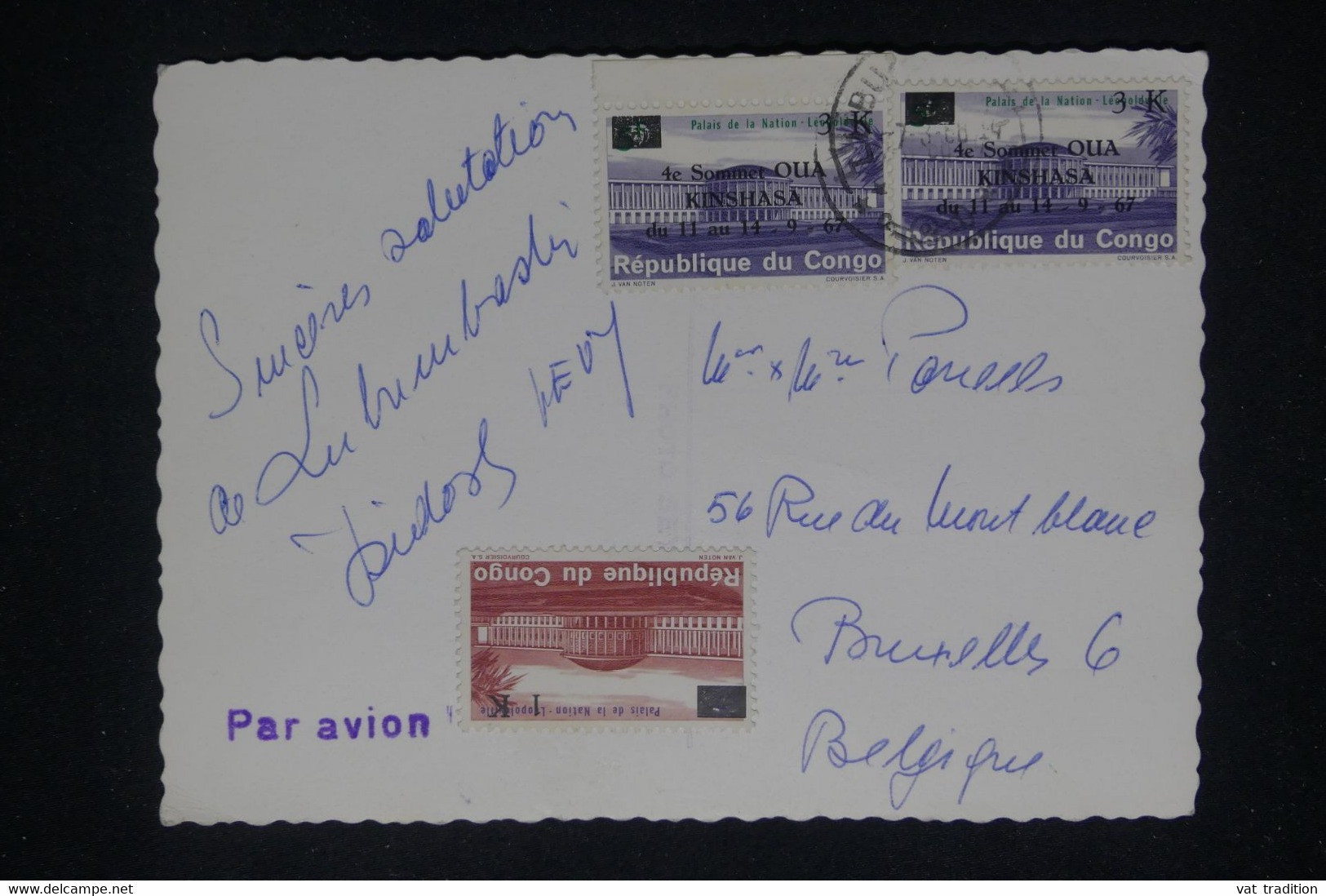 CONGO - Affranchissement De Lubumbashi Sur Photo Pour Bruxelles Par Avion En 1968 - L 140082 - Cartas & Documentos