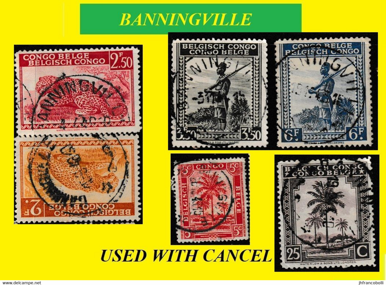 BANNINGVILLE BELGIAN CONGO / CONGO BELGE CANCEL STUDY [7] WITH COB 232+228+240+241+242+264 [ 6 STAMPS ] - Errors & Oddities