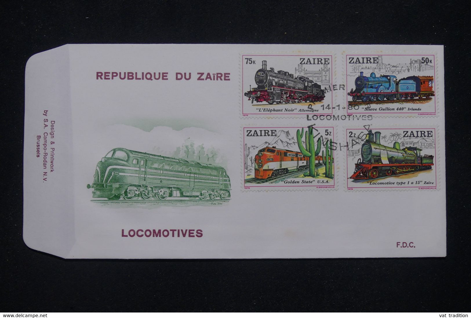 ZAÏRE - Enveloppe FDC En 1980 - Chemins De Fer - L 140097 - 1980-1989