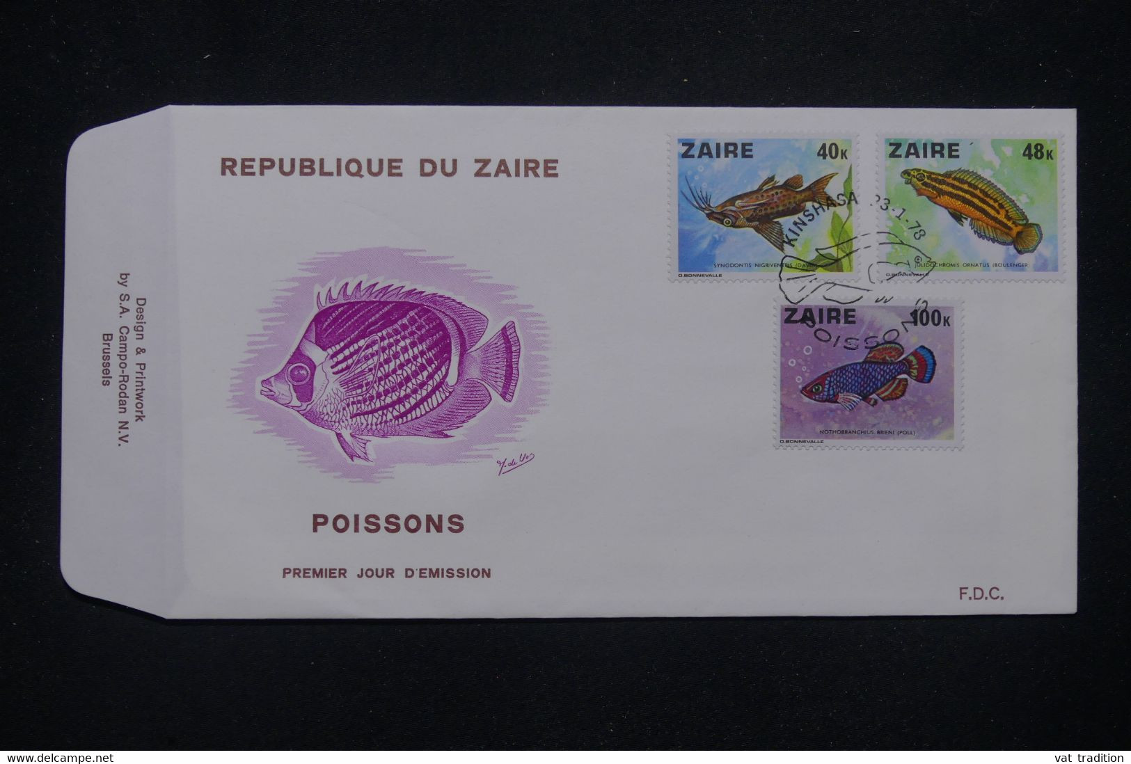 ZAÏRE - Enveloppe FDC En 1978 - Poissons - L 140099 - 1971-1979