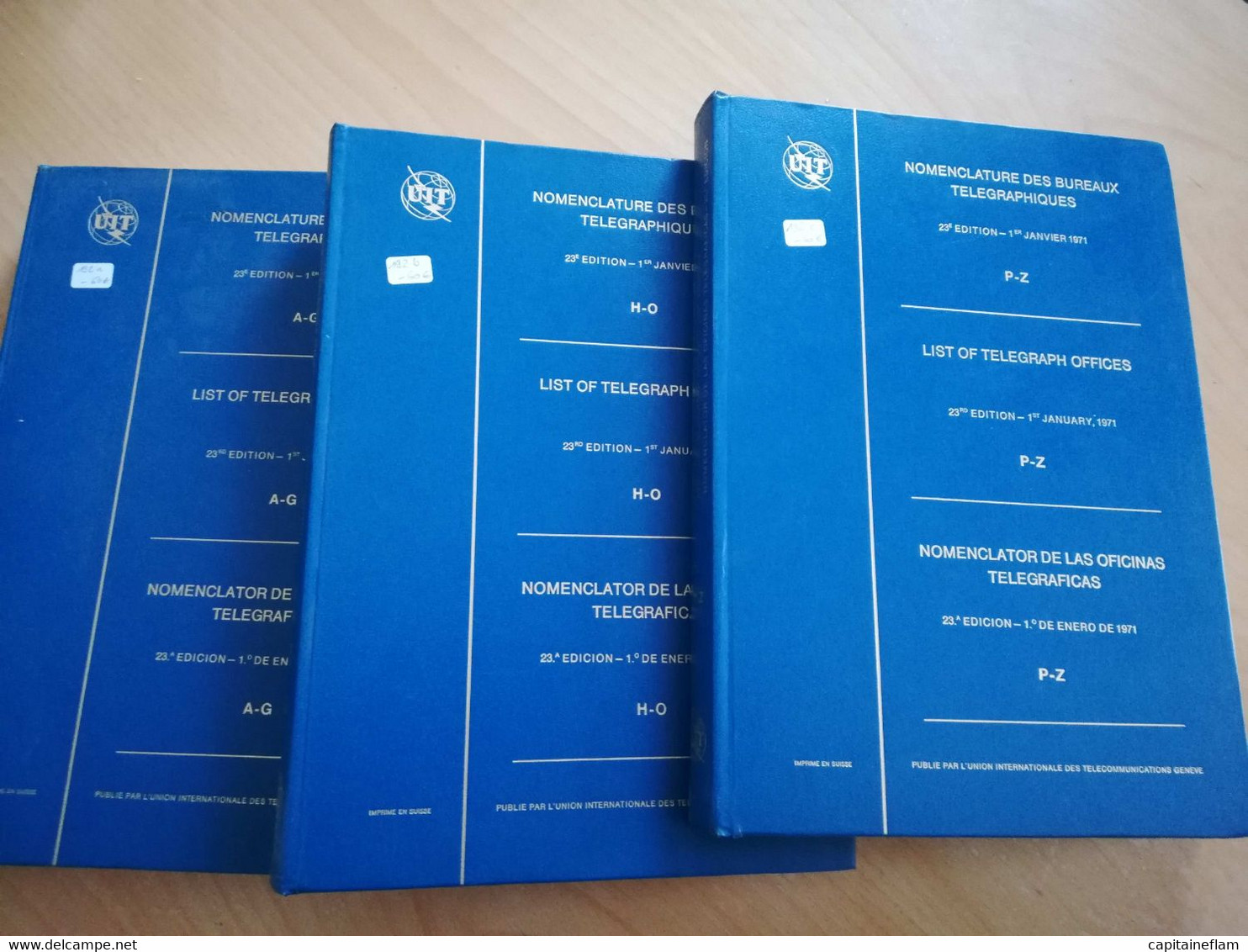 L192 - 1971 Nomenclature Des Bureaux Télégraphiques 3 Volumes UIT (A-G+H-O+P-Z) Monde Postes PTT - Administrations Postales